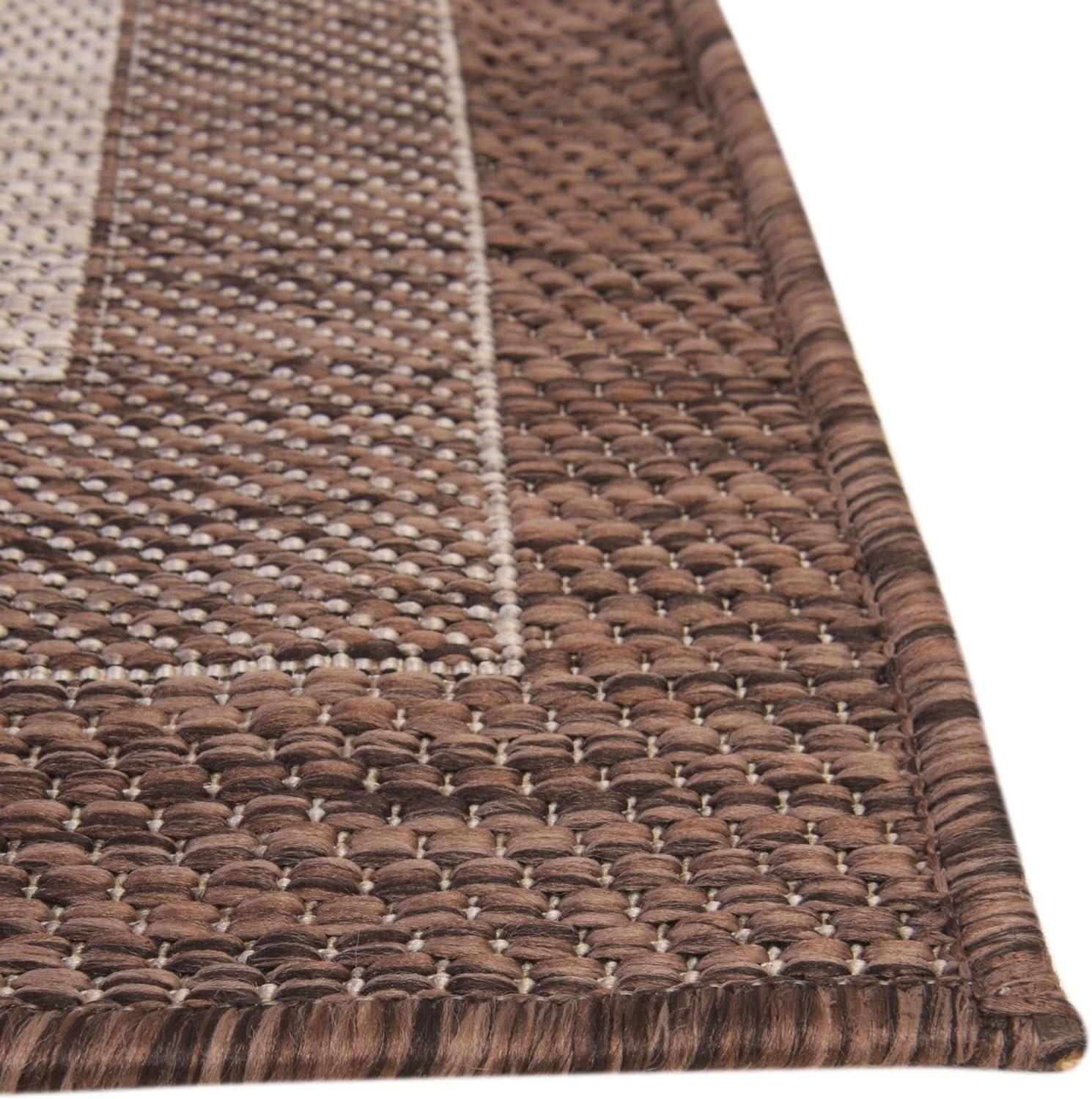 Unique Loom 9' 0 x 12' 0 Rectangle Indoor/Outdoor Border Brown Area Rug