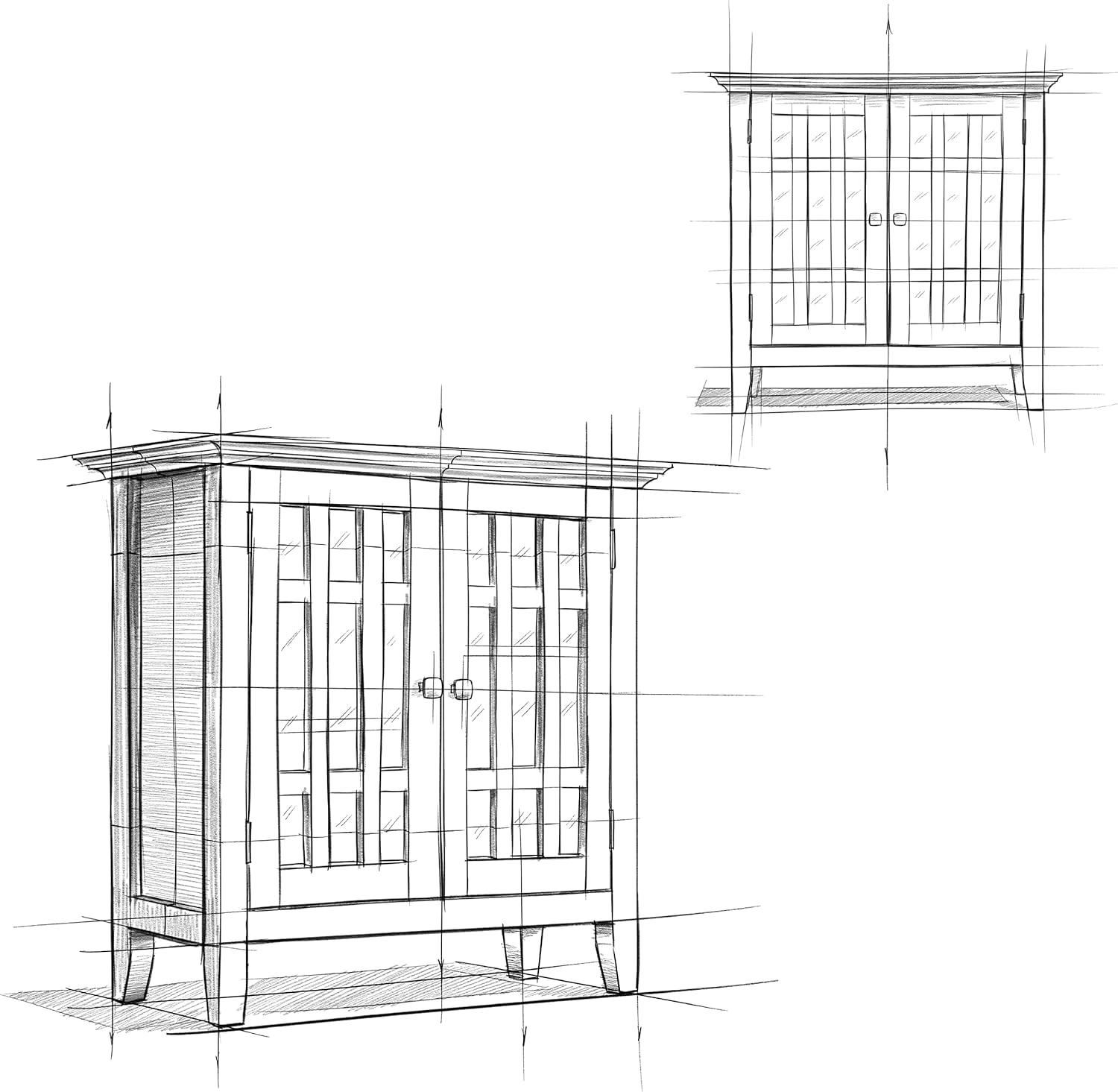 Simpli Home Bedford Wood 32" Transitional Low Media Cabinet in White