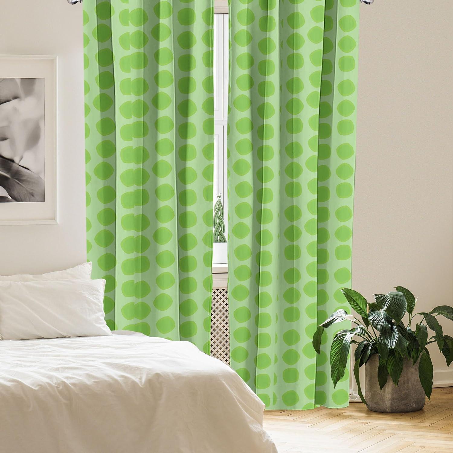 Ambesonne Lime Green Curtains, Simple Geometrical, Pair of 28"x63", Almond Green