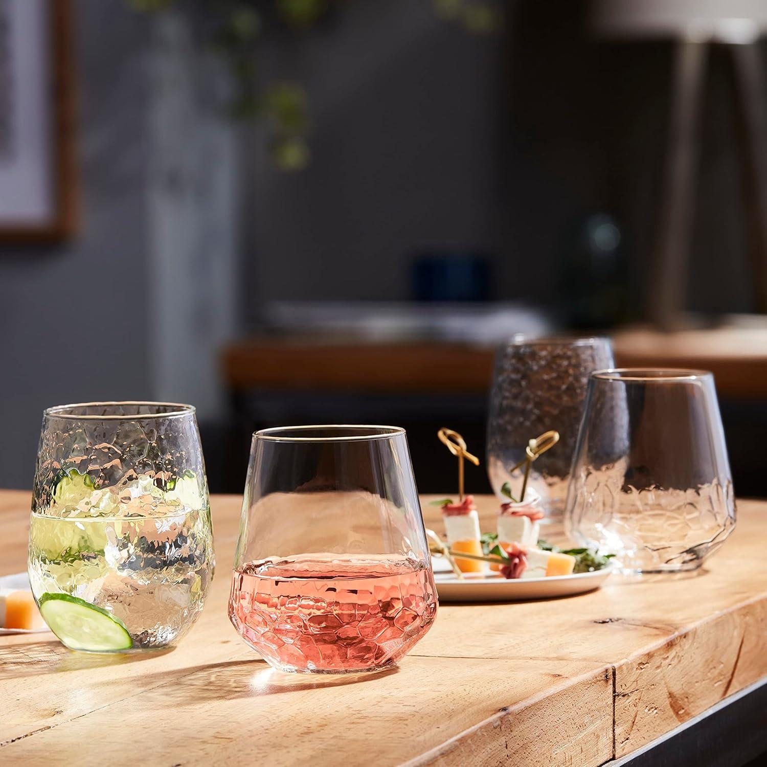 Libbey Hammered Libbey Base All-Purpose Stemless Wine Glasses (Set of 8)