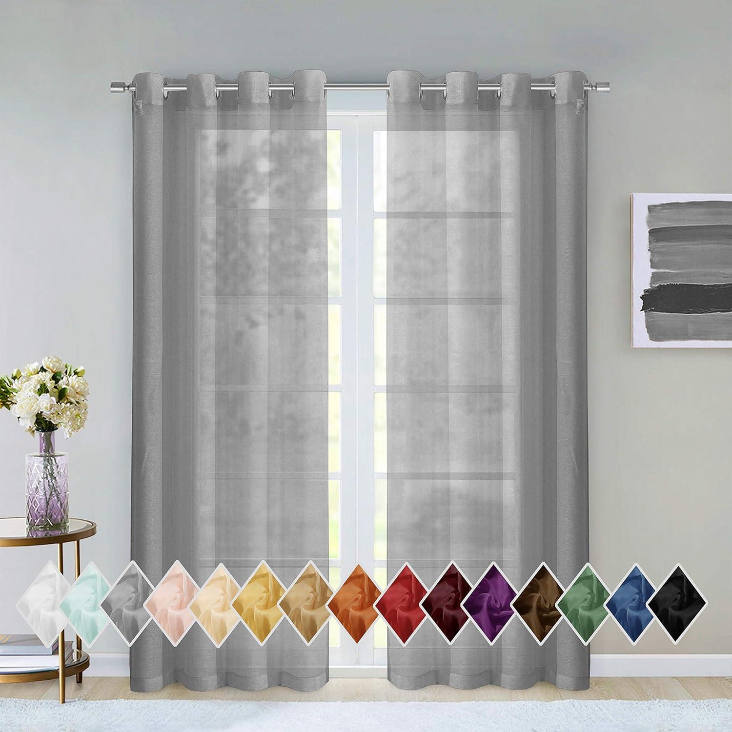 Dainty Home Solid Sheer Curtains for Living Room and Bedroom 110"W x 84"L Window Sheers Window Drapes (Set of 2)