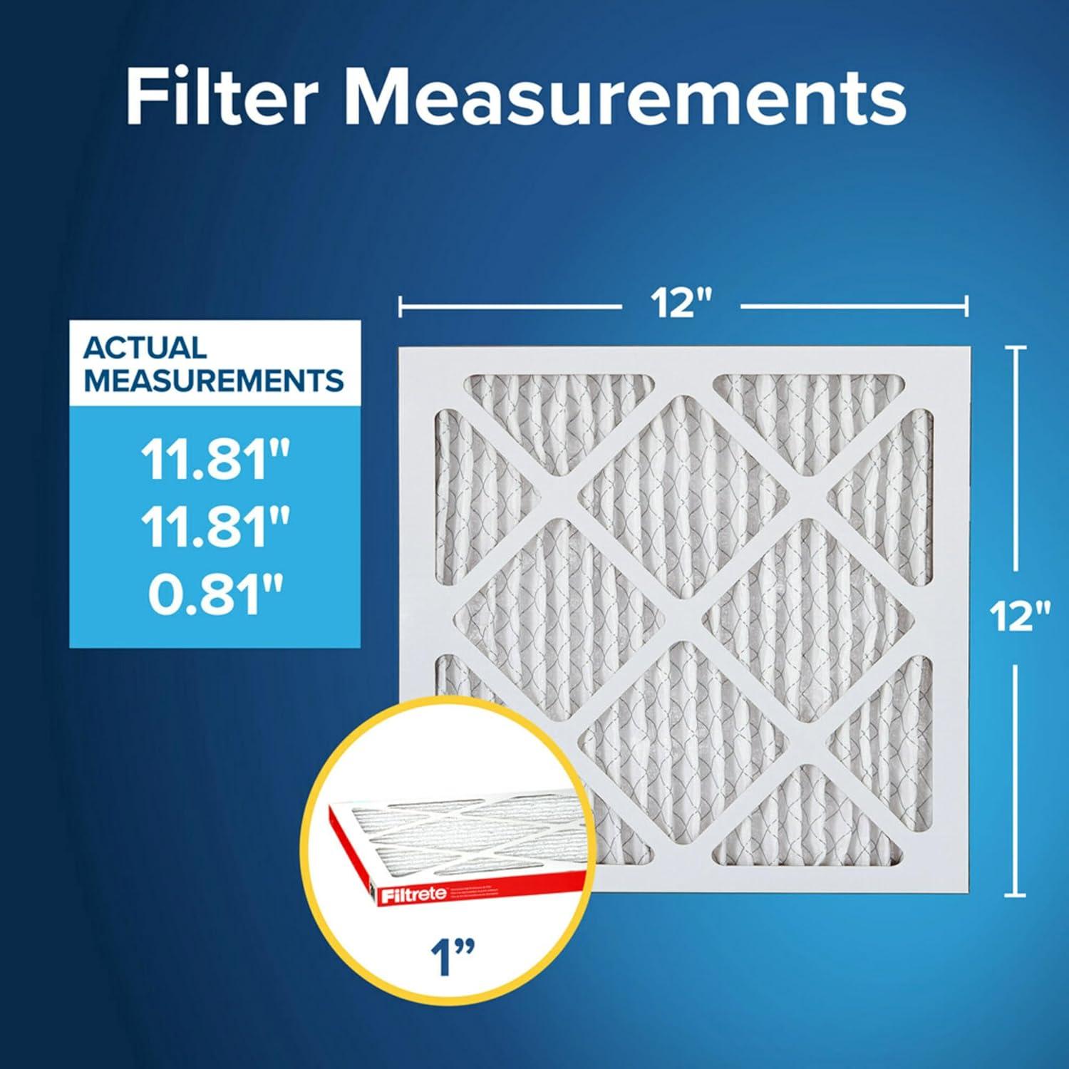 Filtrete 12x12x1 Air Filter, MPR 1000 MERV 11, Allergen Defense, 4 Filters