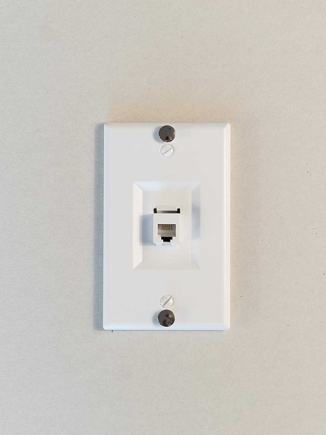 White Oversized Keystone Wall Plate with Phone Jack