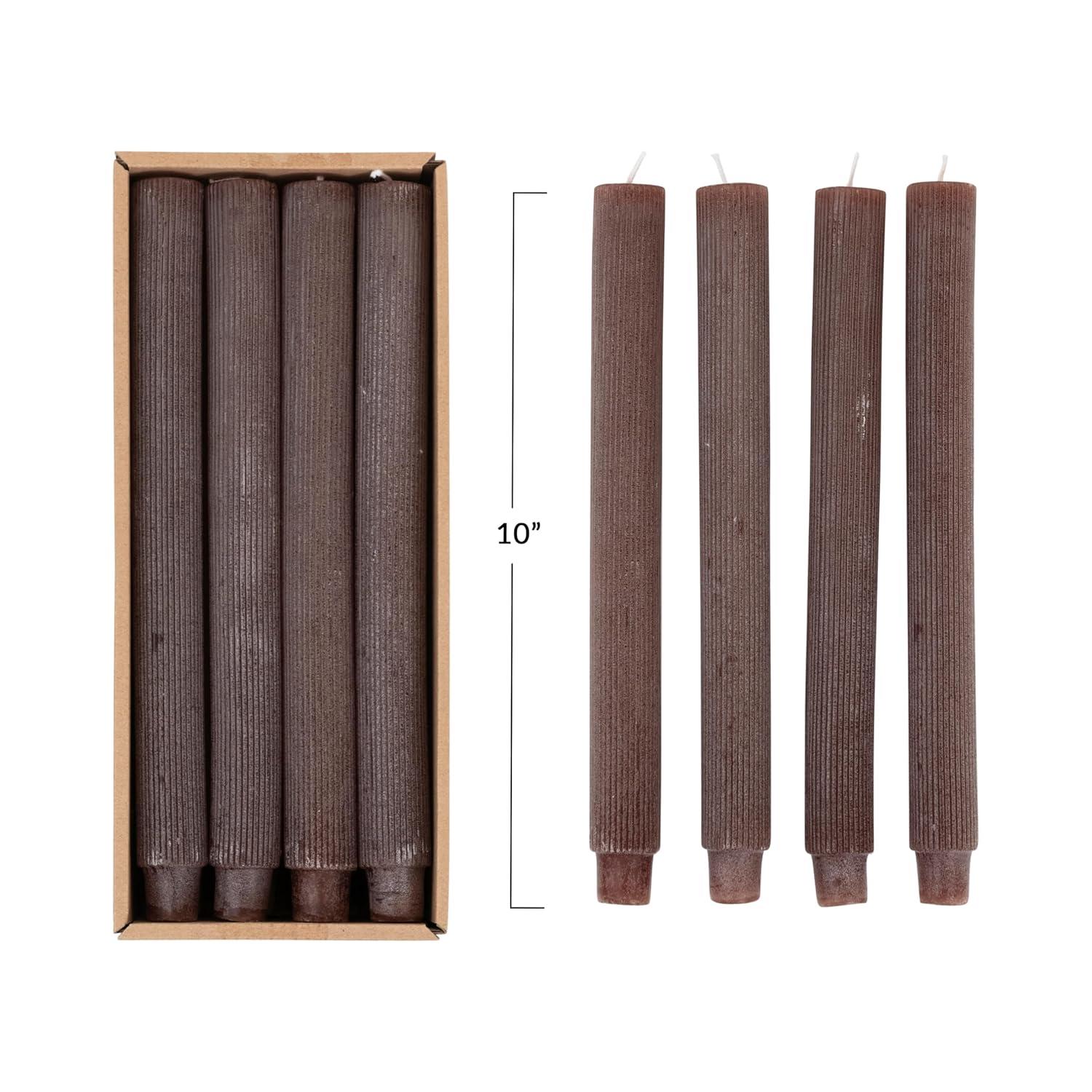 Creative Co-Op Unscented Pleated Taper Candles in Box, Set of 12