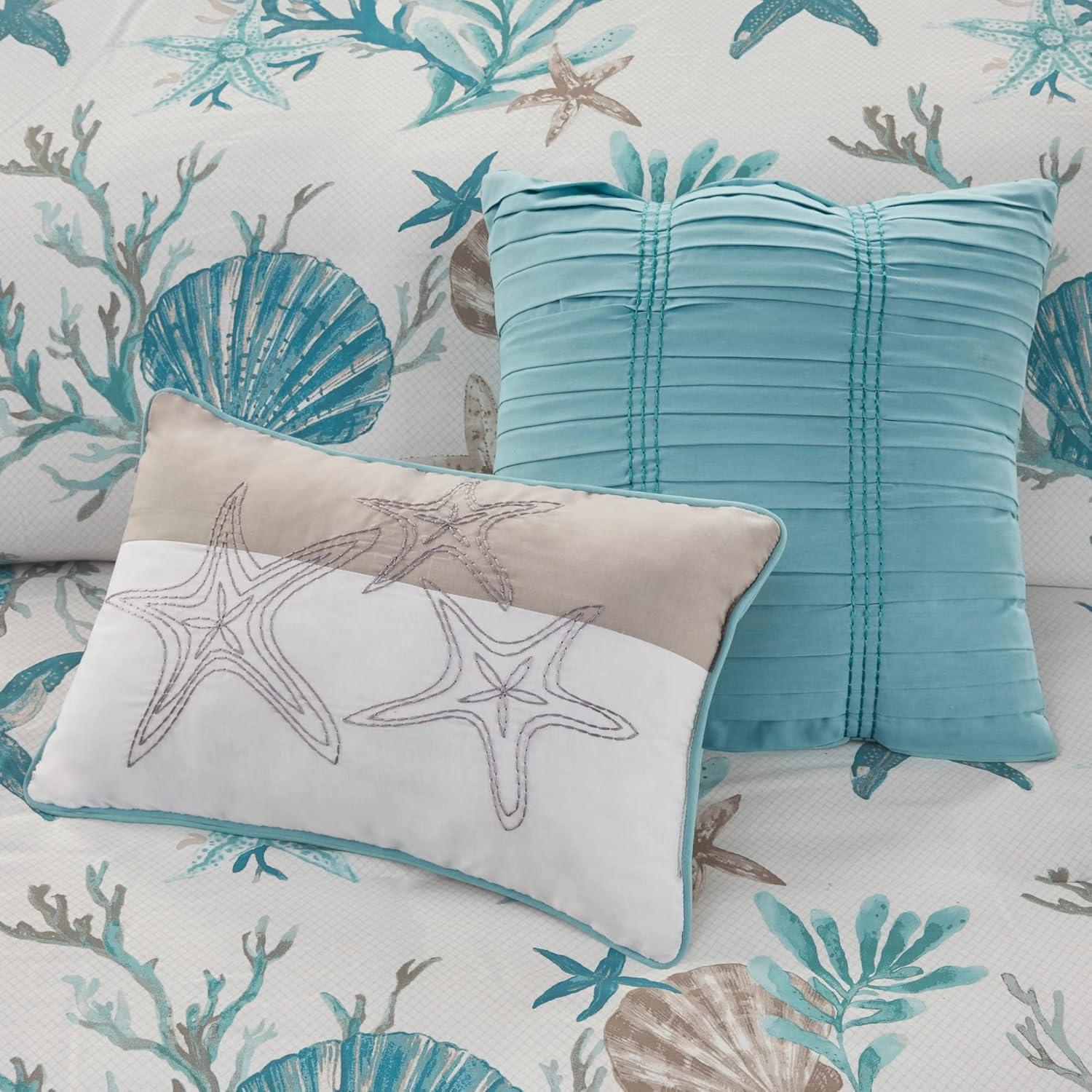Madison Park Pebble Beach 6 Piece Cotton Sateen Coastal Duvet Cover Set