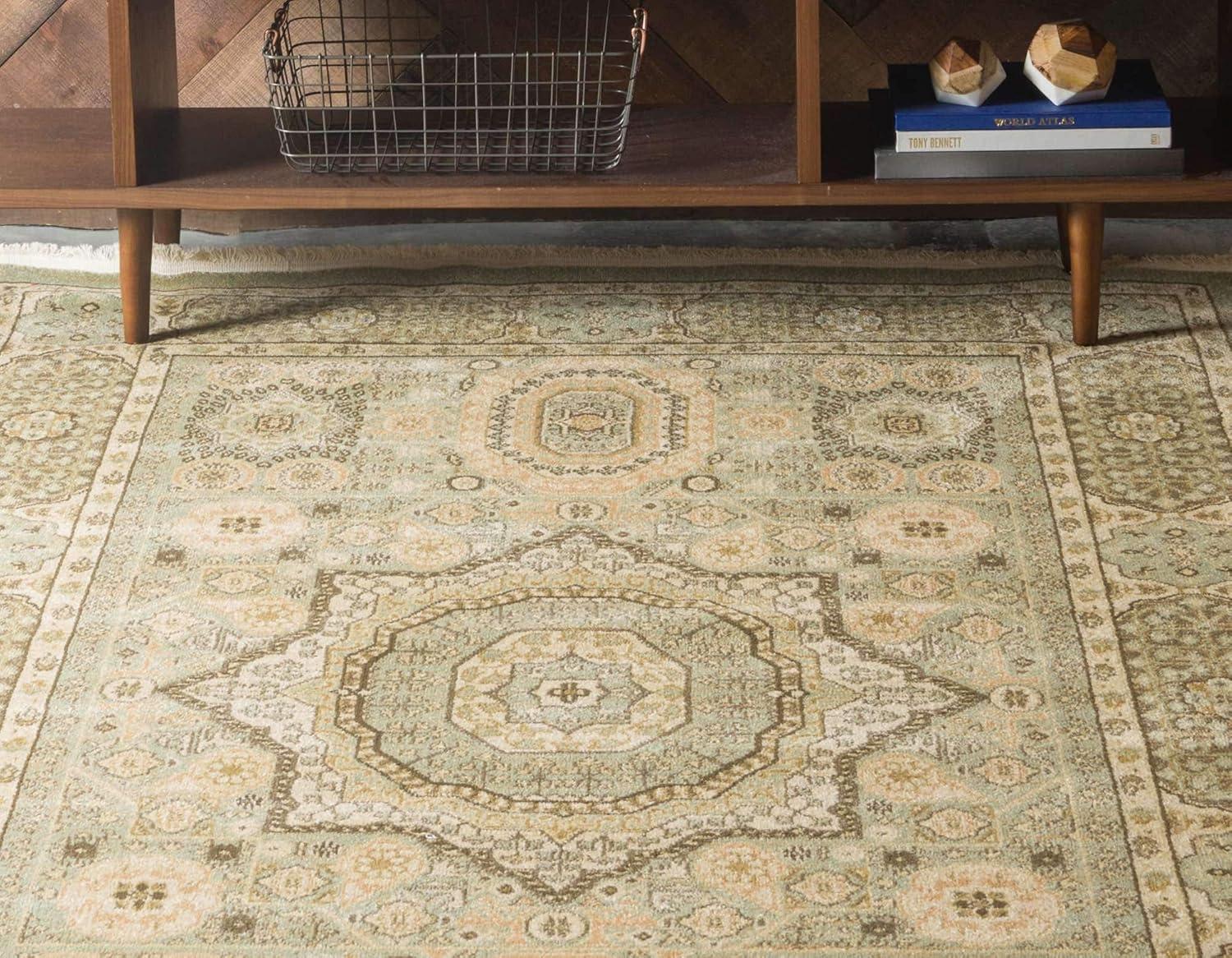 Unique Loom Palace Collection Area Rug - Amber (9'  x 12' Rectangle Light Green/Cream)