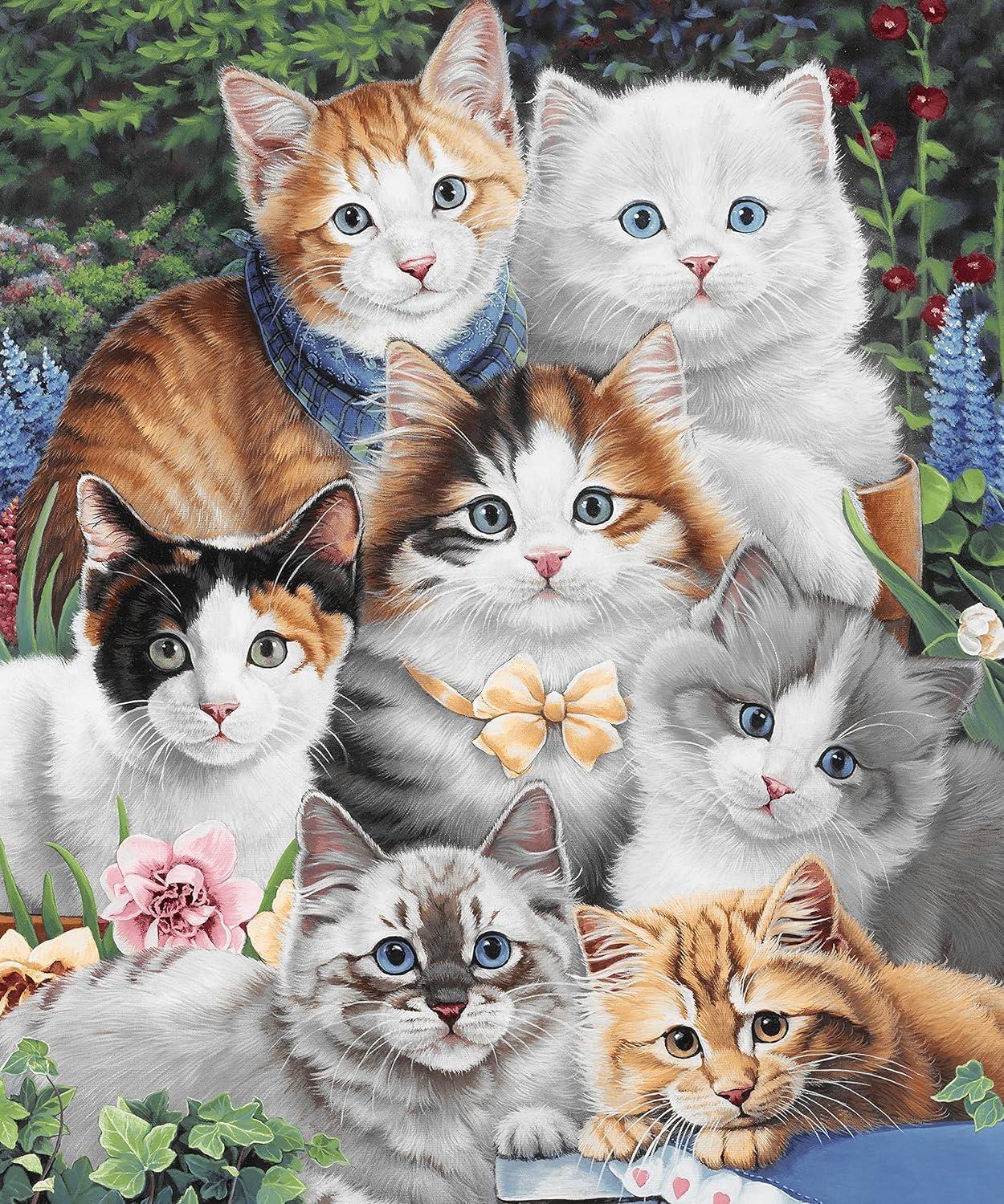 Jenny Kittens Flower Garden Queen Size Fleece Blanket