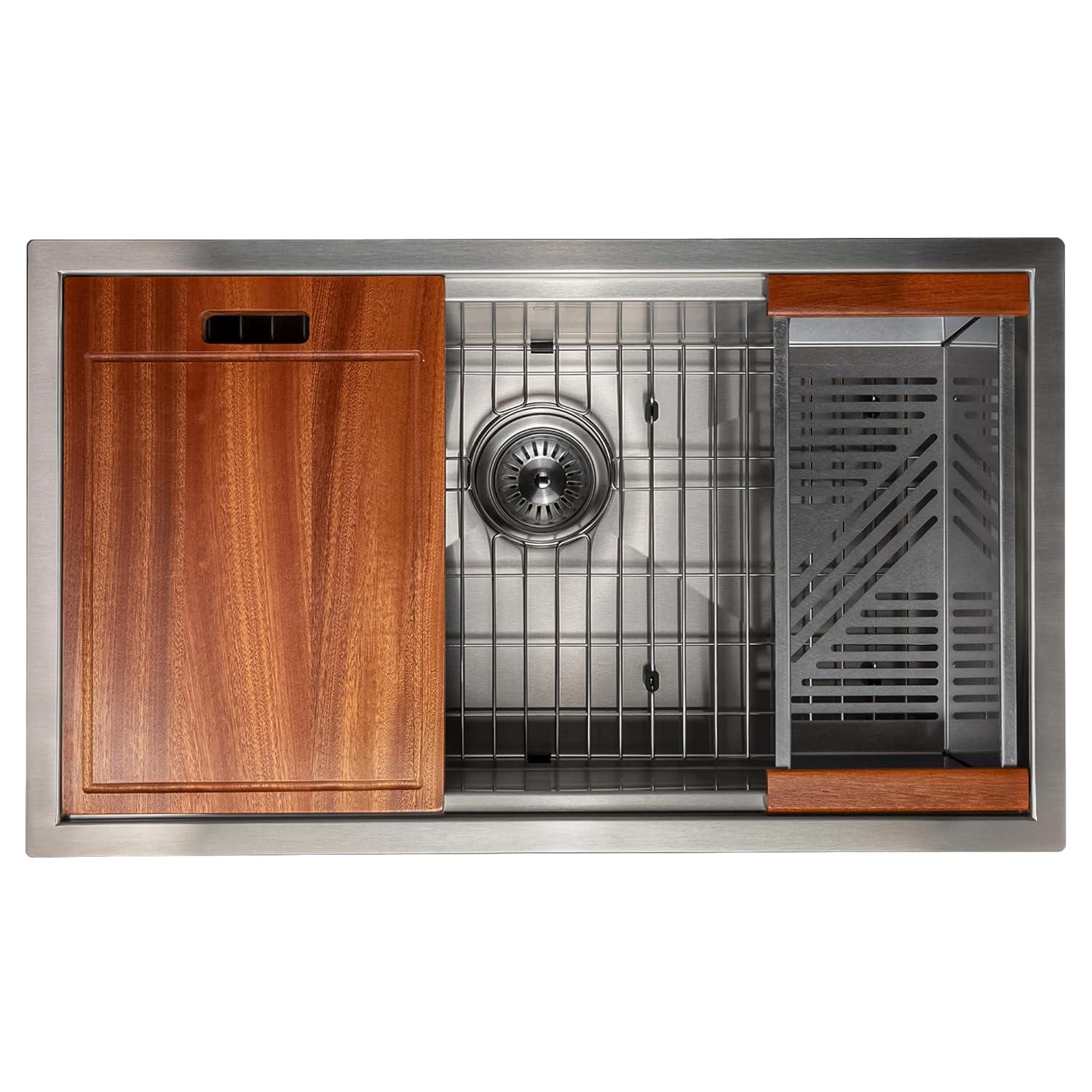 ZLINE 30 in. Garmisch Undermount Single Bowl Stainless Steel Kitchen Sink W/ Bottom Grid & Accessories (SLS-30)