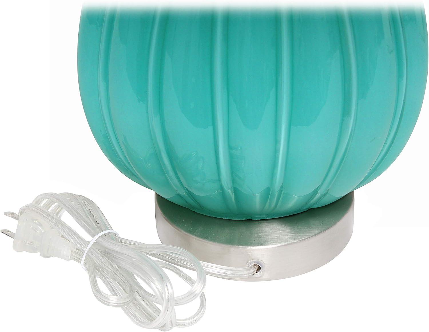 Elegant Designs Modern Creased Table Lamp with Fabric Shade - Teal