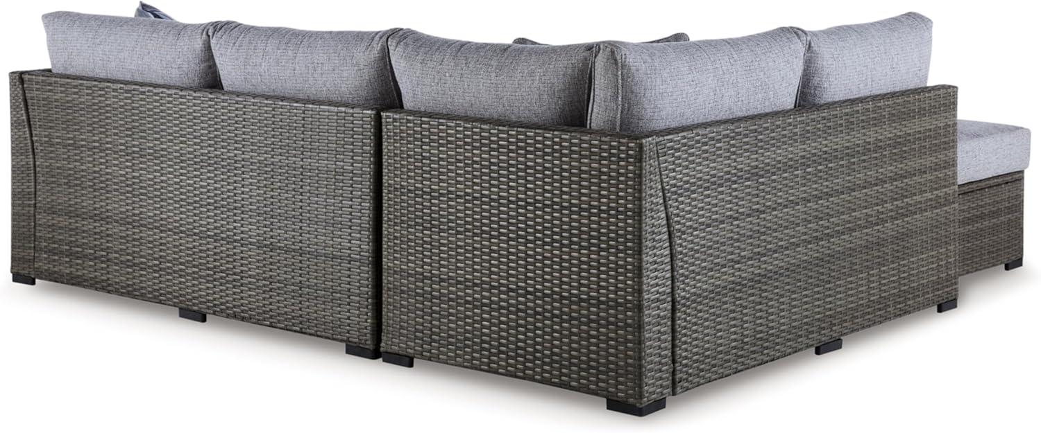 Ashley Furniture Petal Road Gray Outdoor Sectional/Ottoman/Table Set - Set of 4