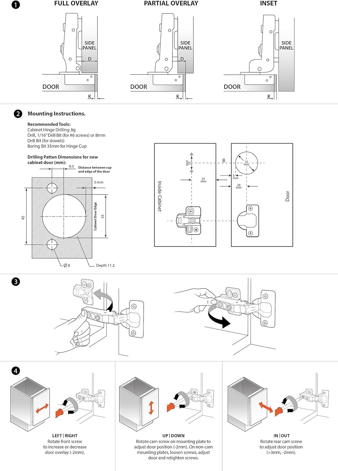 DecoBasics 105° Soft Close Frameless Steel Cabinet Hinges