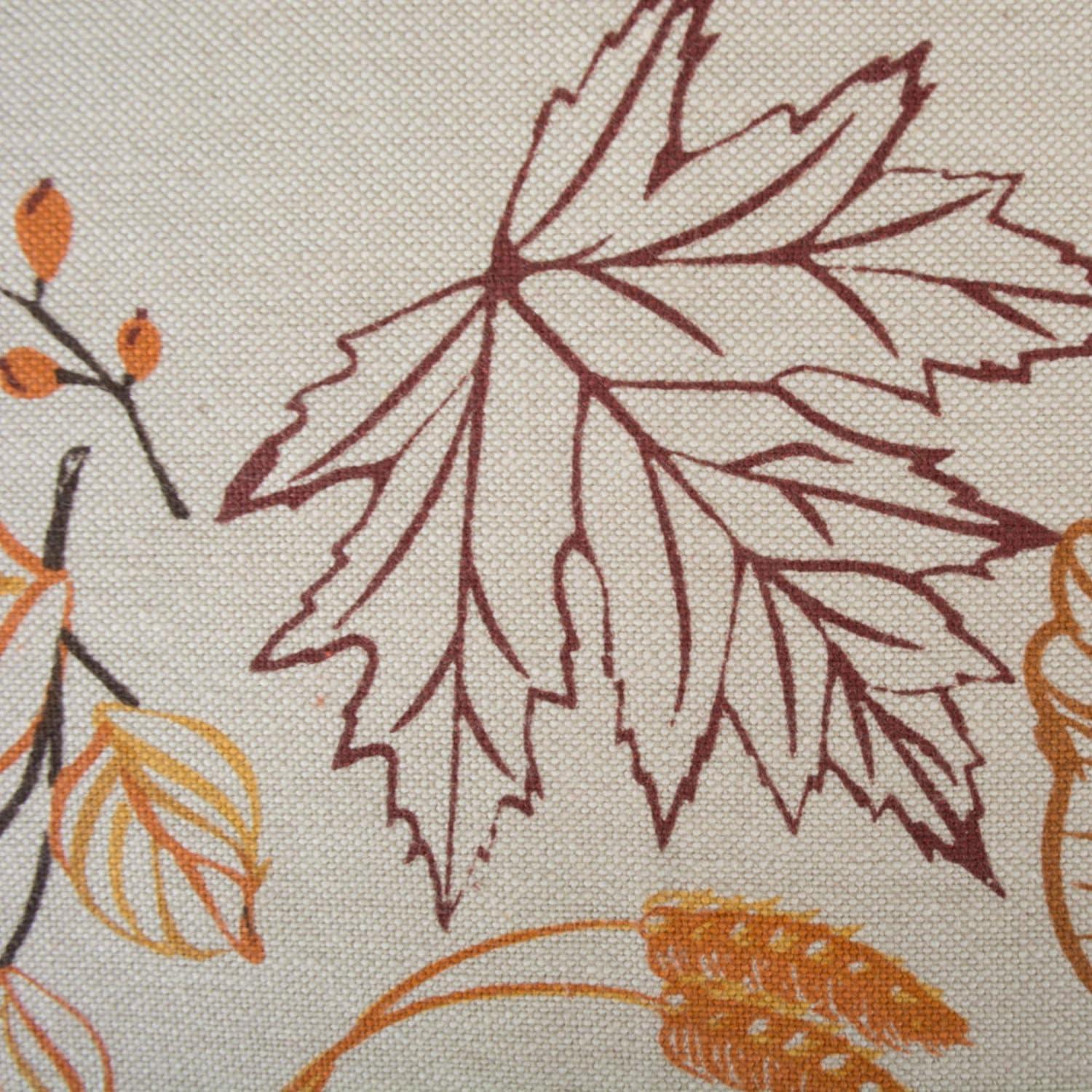 Autumn Wheat Embroidered Beige and Orange Table Runner 14x70