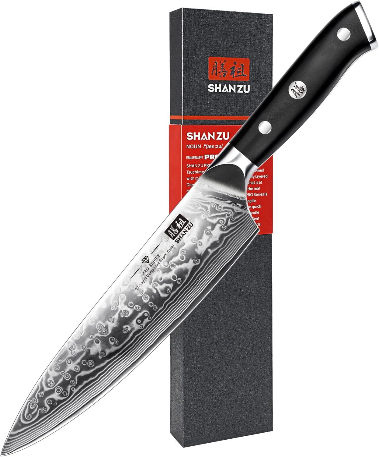 8-Inch Silver Carbon Steel Chef's Knife with G10 Handle