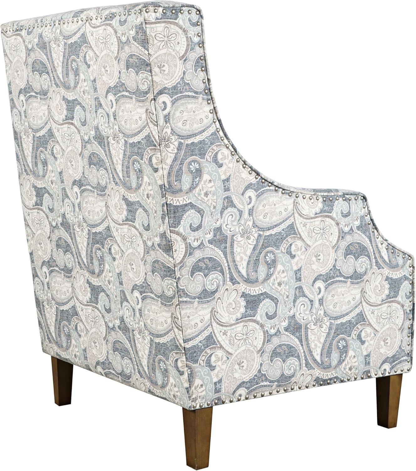 Jofran Westbrook Paisley Fabric Transitional Upholstered Accent Chair with Nailhead Trim