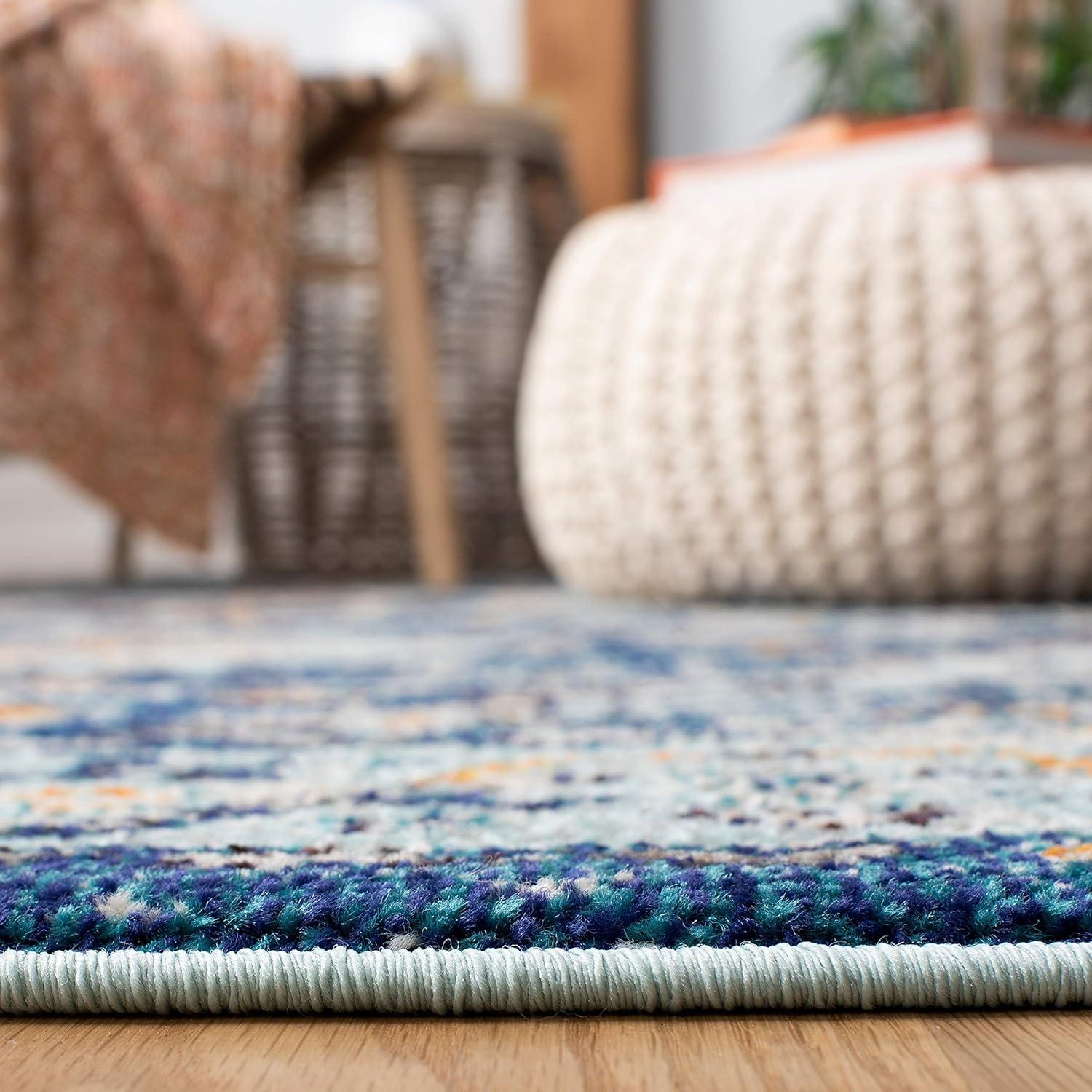 Madison MAD468 Power Loomed Indoor Area Rug - Dark Blue/Light Blue - 4'x6' - Safavieh