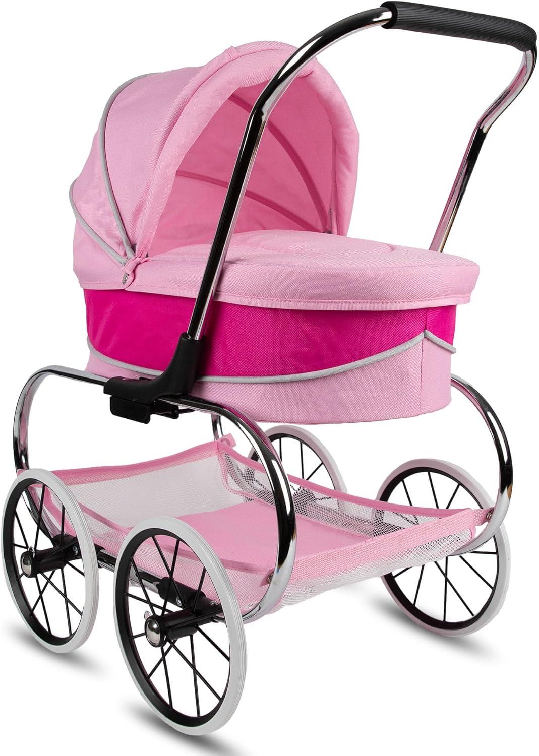 Valco Baby Princess Doll Stroller, High Quality Toy Stroller for Toddlers & Children, Excellent Holiday Gift for Realistic Pretend Play - Hot Pink
