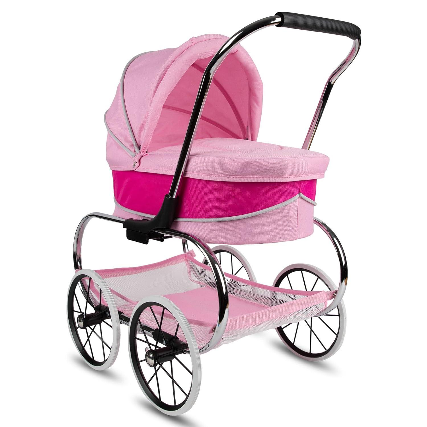 Valco Baby Princess Doll Stroller, High Quality Toy Stroller for Toddlers & Children, Excellent Holiday Gift for Realistic Pretend Play - Hot Pink