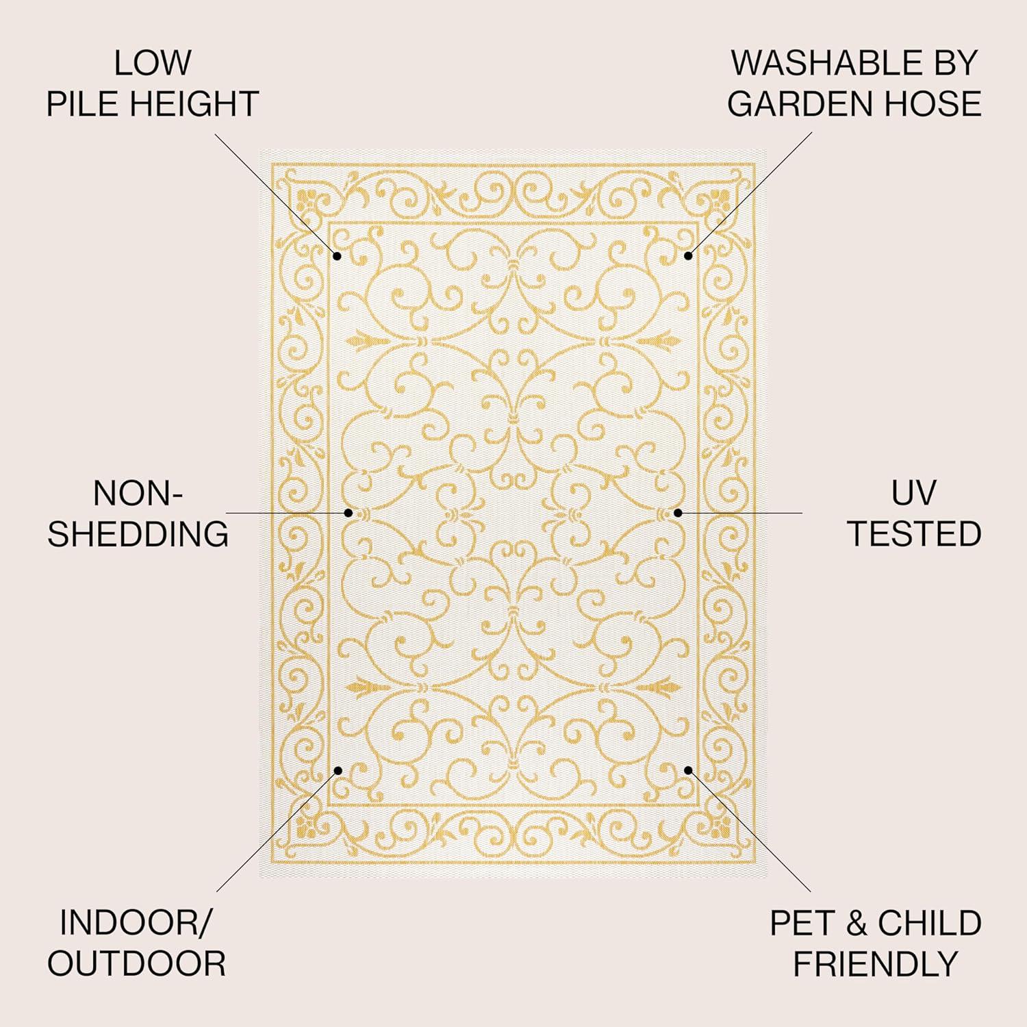 Charleston Vintage Filigree Textured Weave Indoor/Outdoor Area Rug  - JONATHAN Y