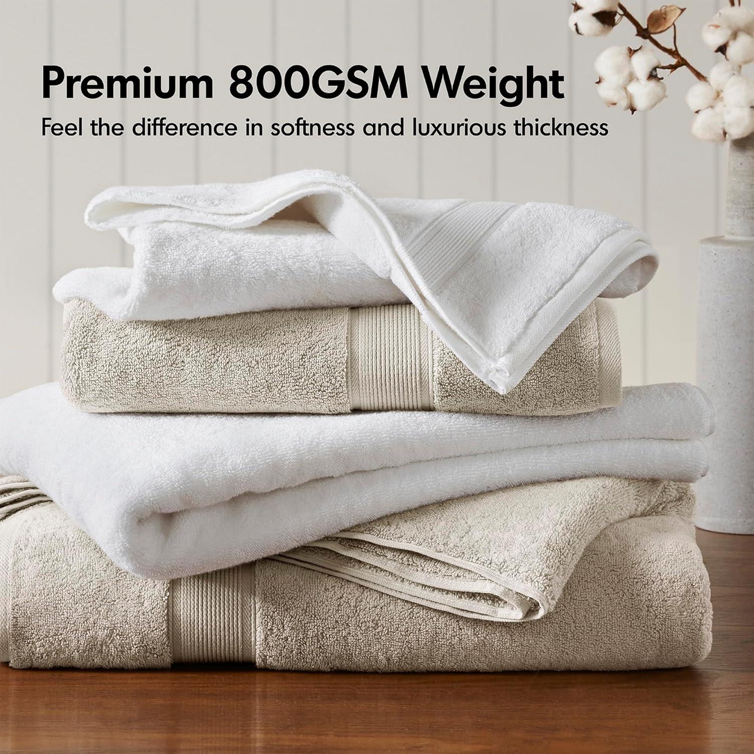 8pc Cotton Bath Towel Set Natural: Madison Park, Heavyweight Terry, OEKO-TEX Certified