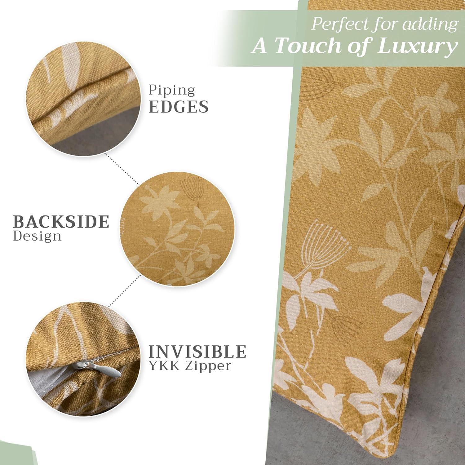 Maison d' Hermine Decorative Pillow Covers 20x20 Inch Square 100% Cotton Throw pillow Covers with invisible Zipper Cushion Case for Living Room Couch, Chair, Sofas, Bedroom, Home (Louxor - Dark Beige)