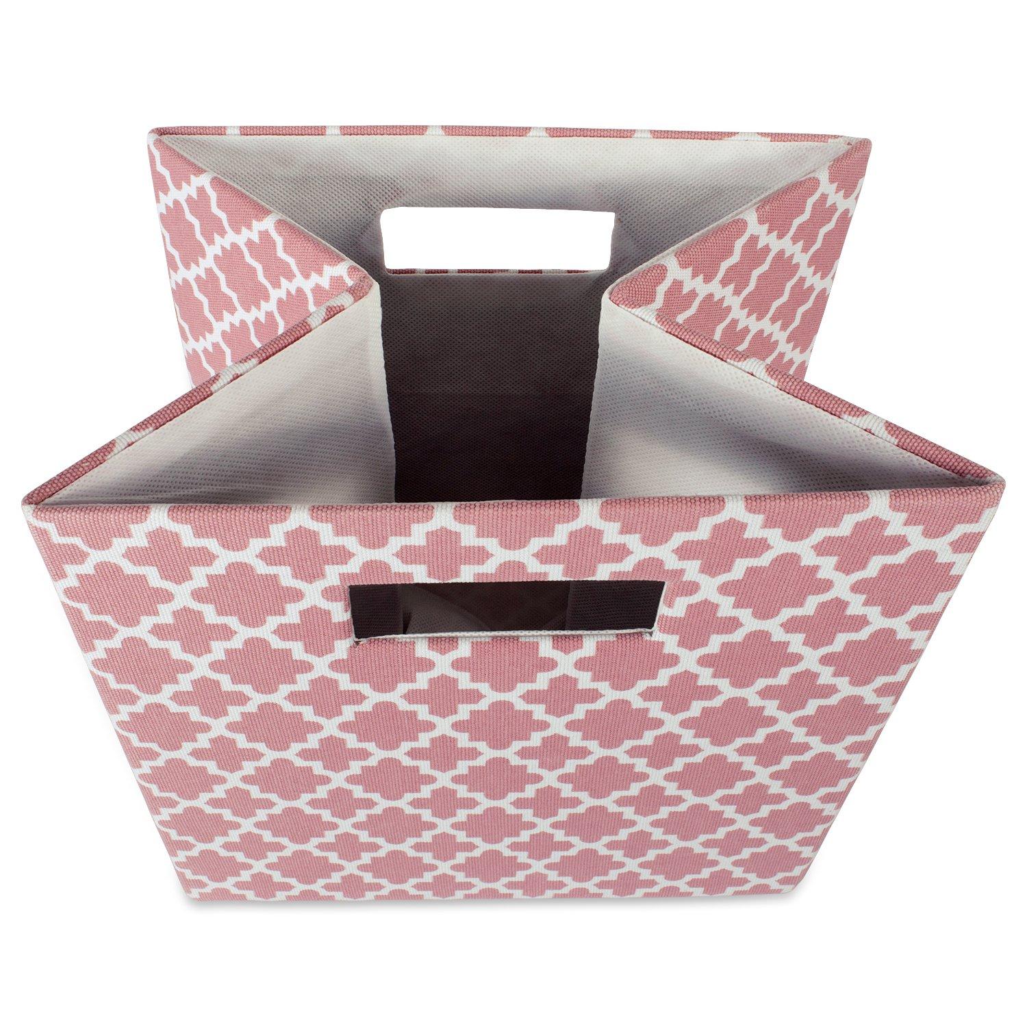Design Imports CAMZ37898 13 x 13 x 13 in. Lattice Square Polyester Storage Cube, Rose