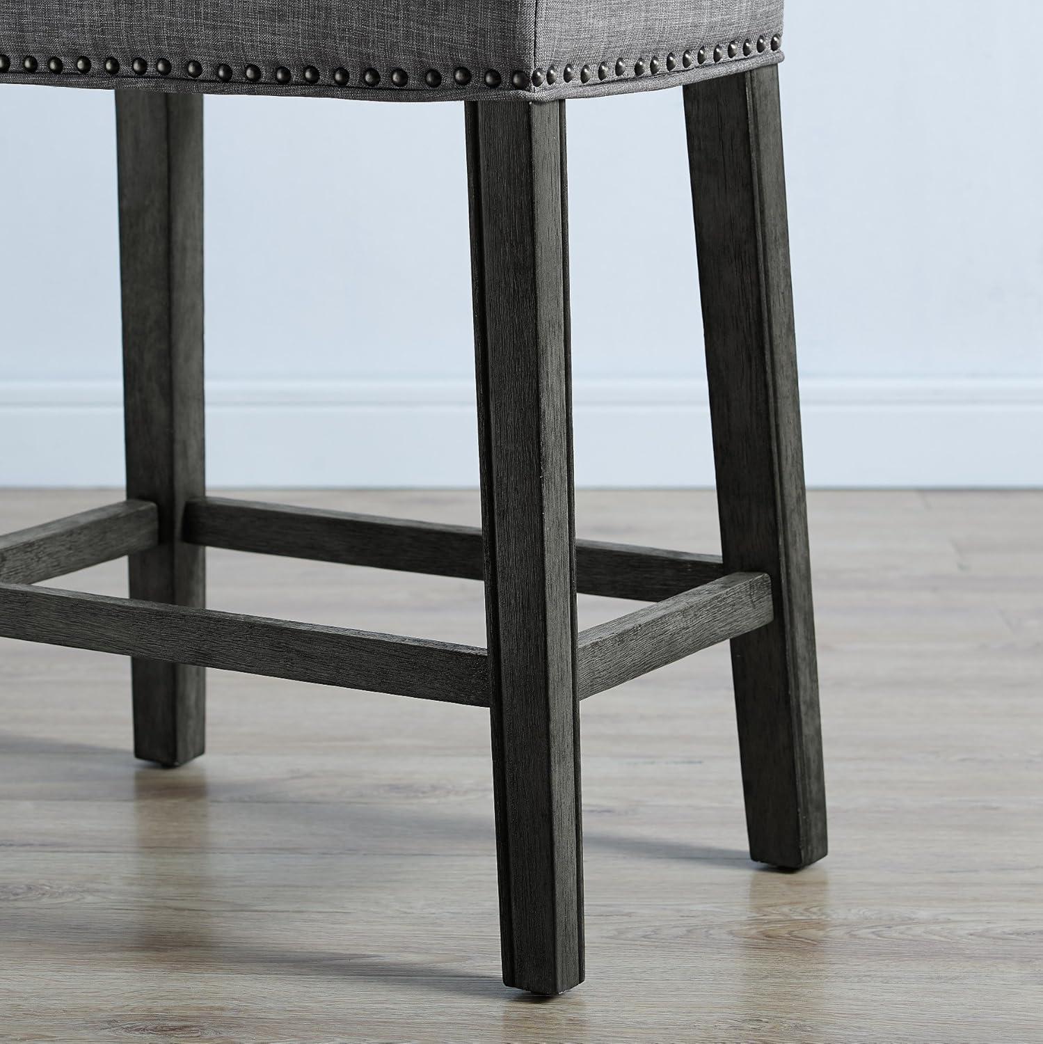 Roundhill Furniture CoCo Upholstered Backless Saddle Seat Counter Stools 24 height, Gray, Set of 2