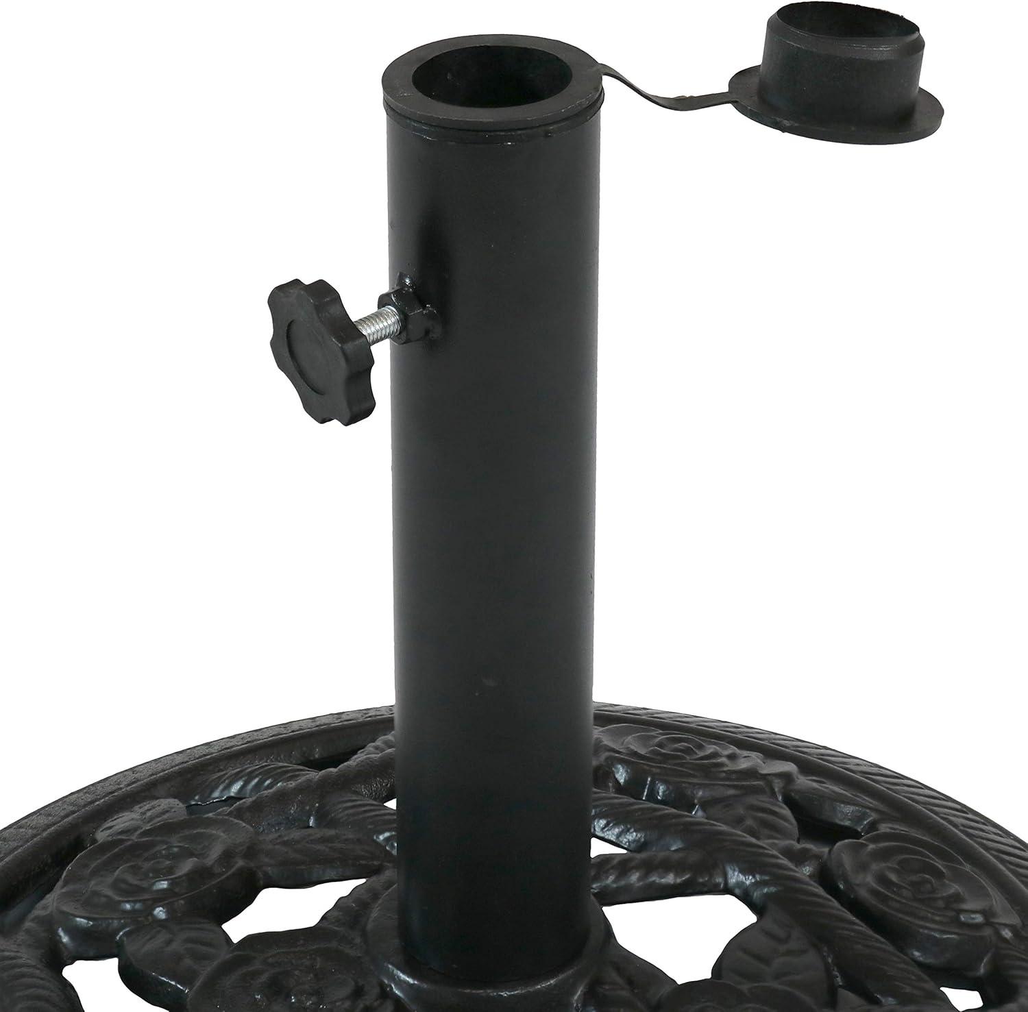 Sunnydaze Outdoor Heavy-Duty Cast Iron Decorative Rose Blossom Design Patio Yard Round Umbrella Base Stand - 16"