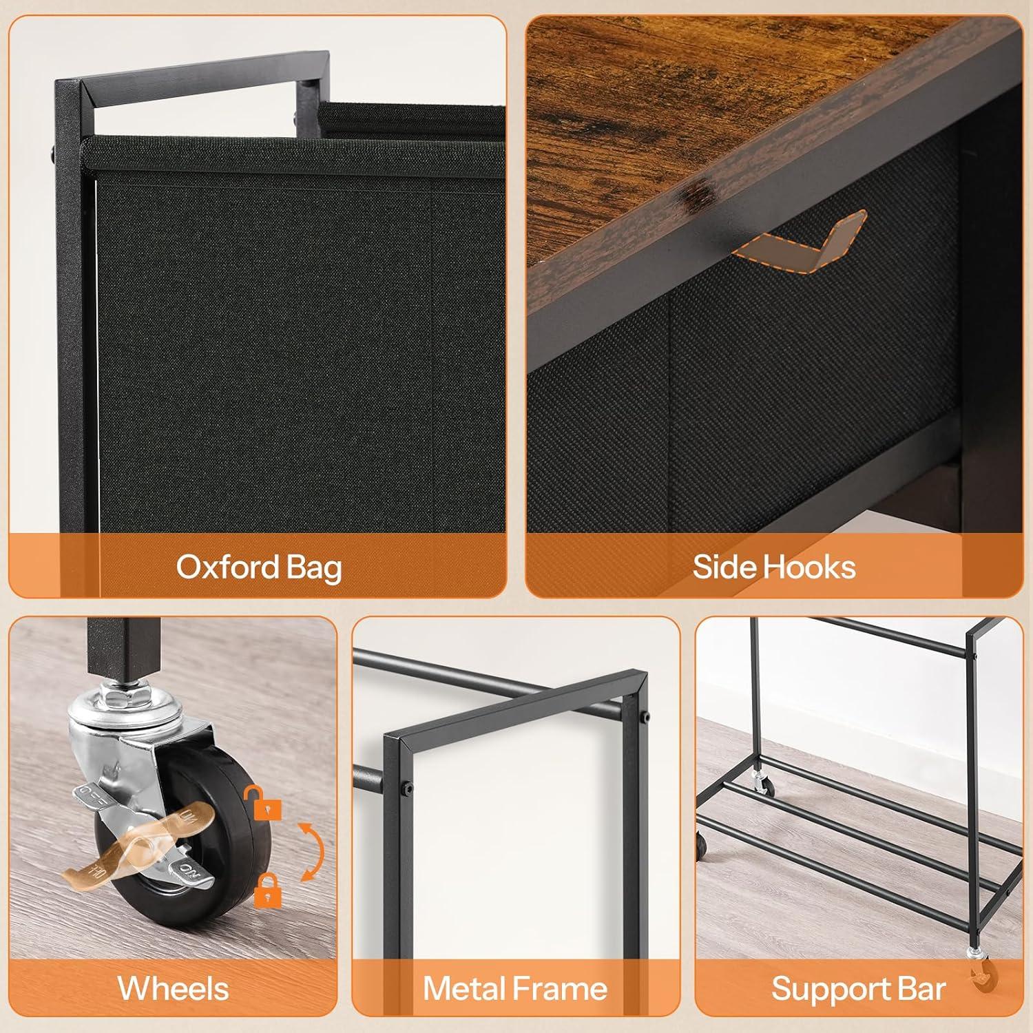 FLOORING CENTER LLC Laundry Basket With Wheels And Drawers