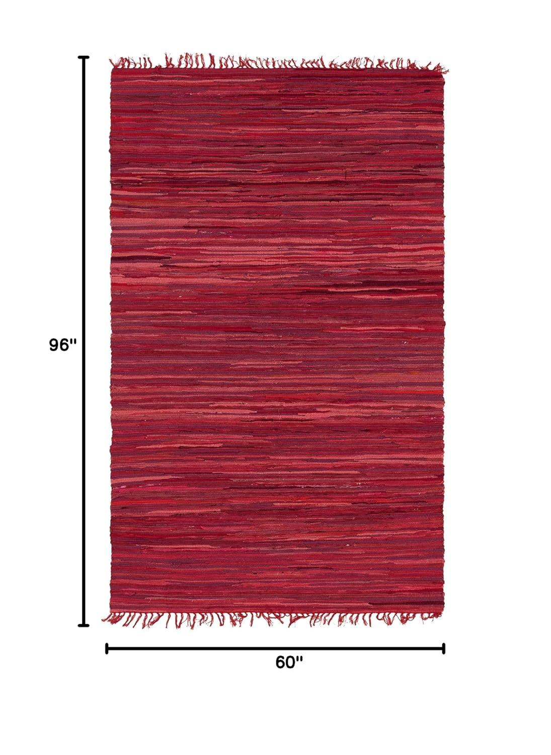 Presley Striped Hand-Knotted Cotton Red Area Rug
