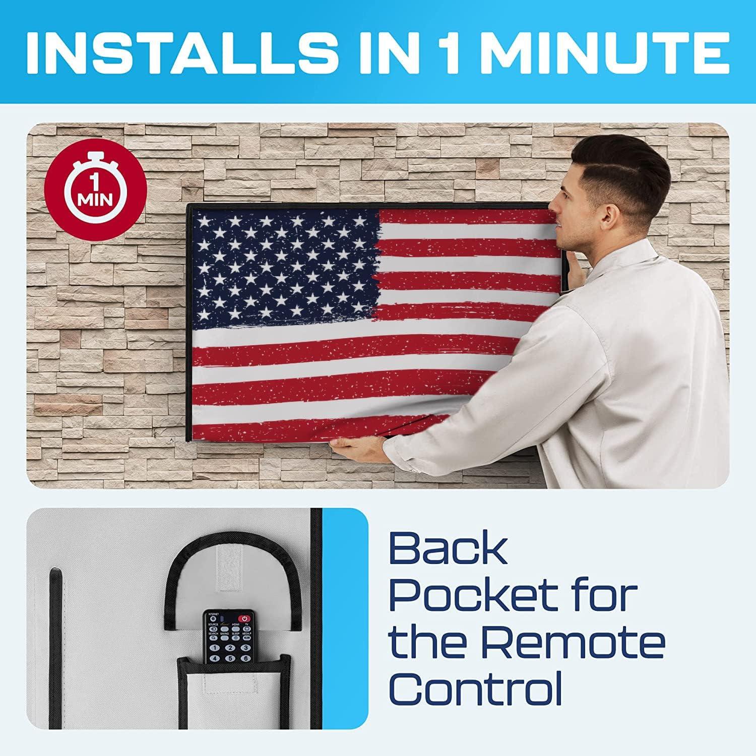 Outdoor TV Cover 50 Inch Weatherproof | TV Cover for Outside | 50 Inch TV Cover Outdoor Waterproof | Smart Shield TV Screen Protector for Outside TV | Cover for Moving | TV Display Protectors – US FLAG
