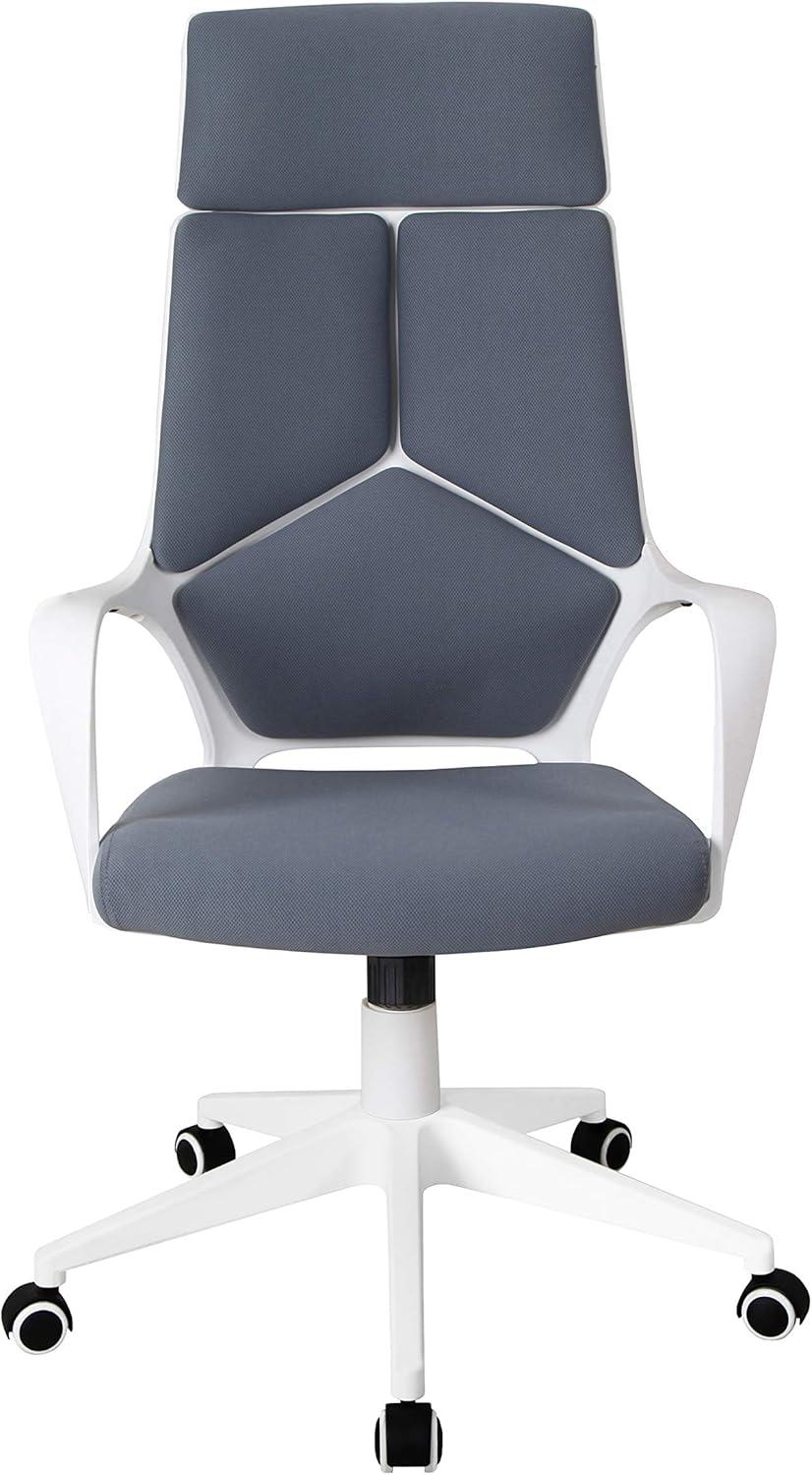 Modern Studio Office Chair Gray/White - Techni Mobili: Swivel, Adjustable, Ergonomic with Nylon Base