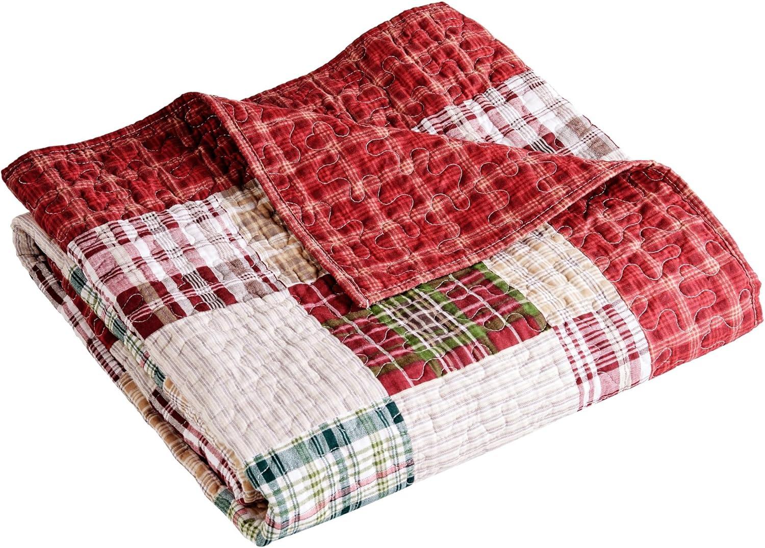 Oxford Multicolor Cotton Reversible Throw Blanket, 50x60-inch