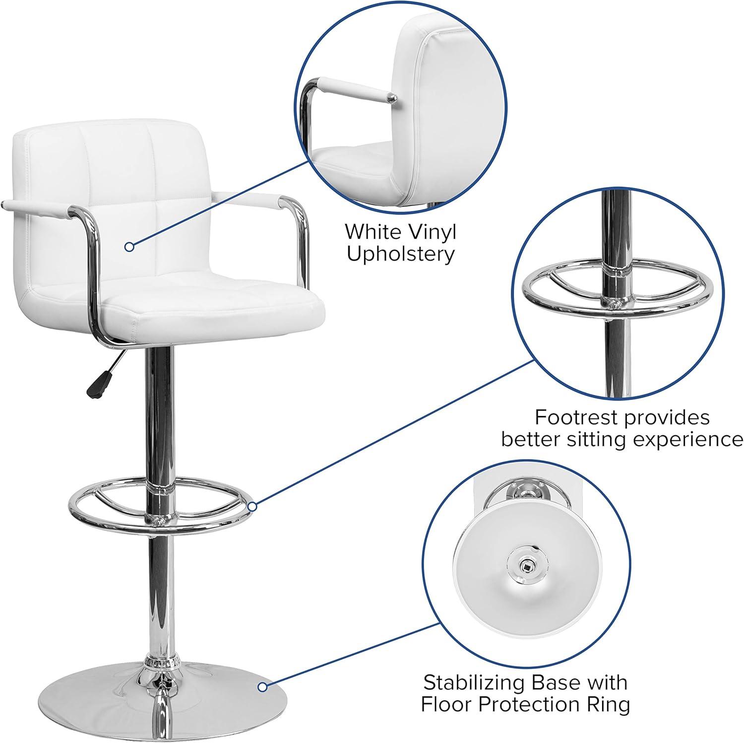 Adjustable Bar Stools - Counter Height Barstools with Back and Armrest