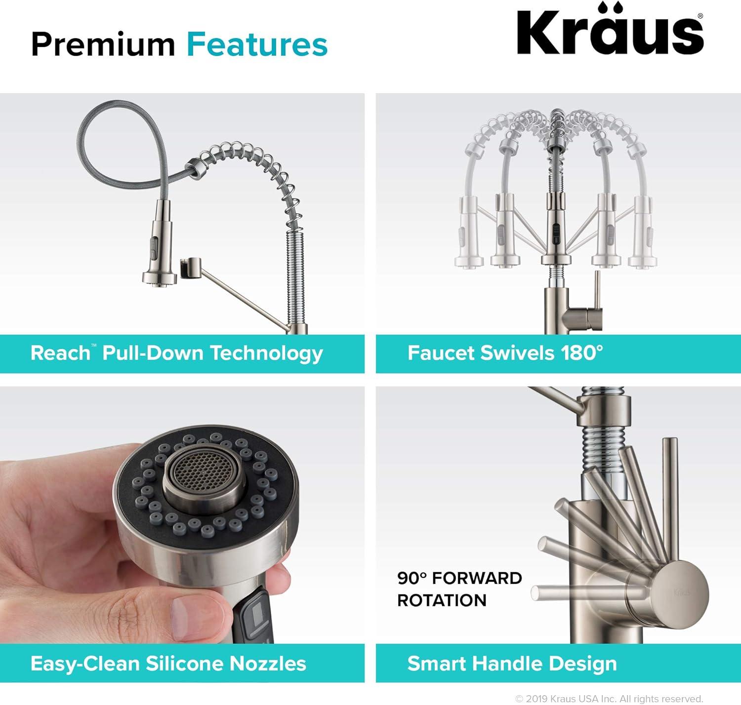 KRAUS Bolden Commercial Style 2-Function Single Handle Pull Down Kitchen Faucet