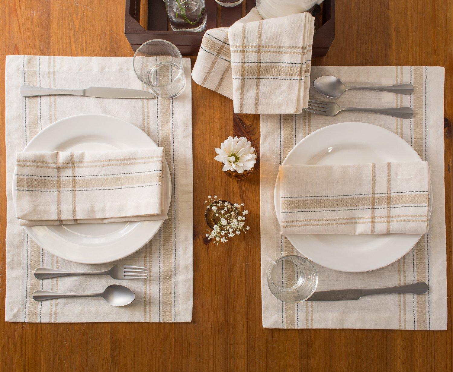 White Chambray French Stripe Placemat Set of 6