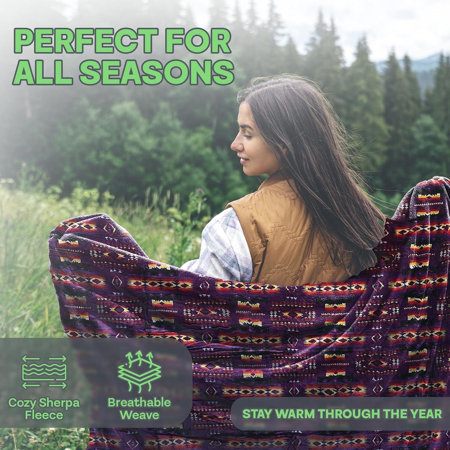 WW Sheets Luxuriously Cozy, Super Warm & Soft Aztec Bed Blanket, Southwestern Style Throw Blanket