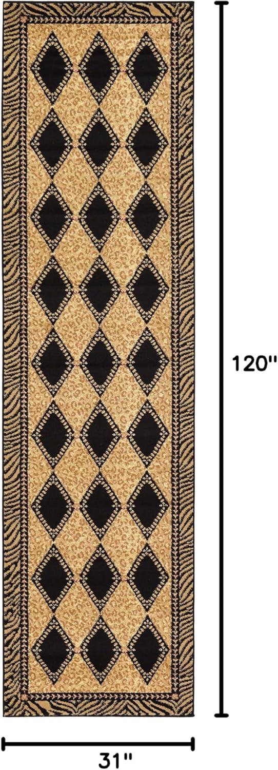 Unique Loom Wildlife Collection Area Rug - Ocelote (2' 7" x 10' Runner Light Brown/Black)