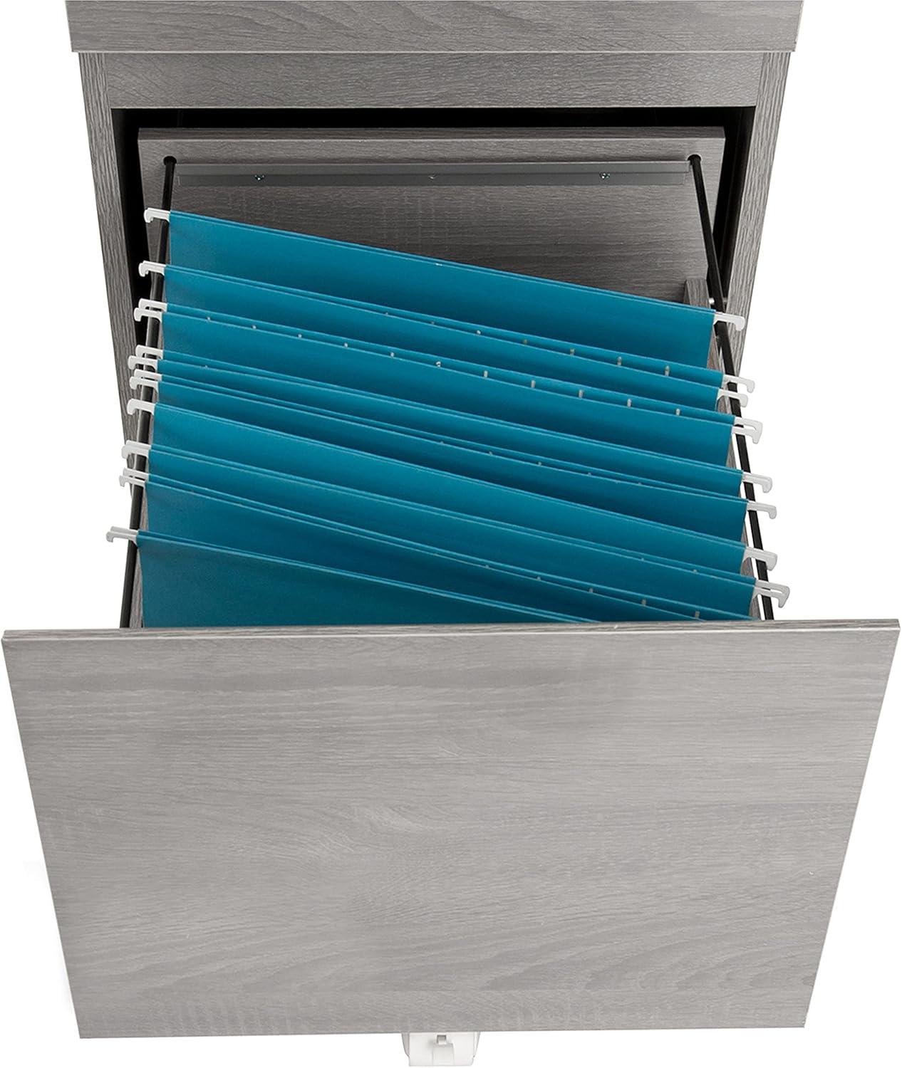 Techni Mobili Rolling File Cabinet with Glass Top, Grey RTA-S18-GRY