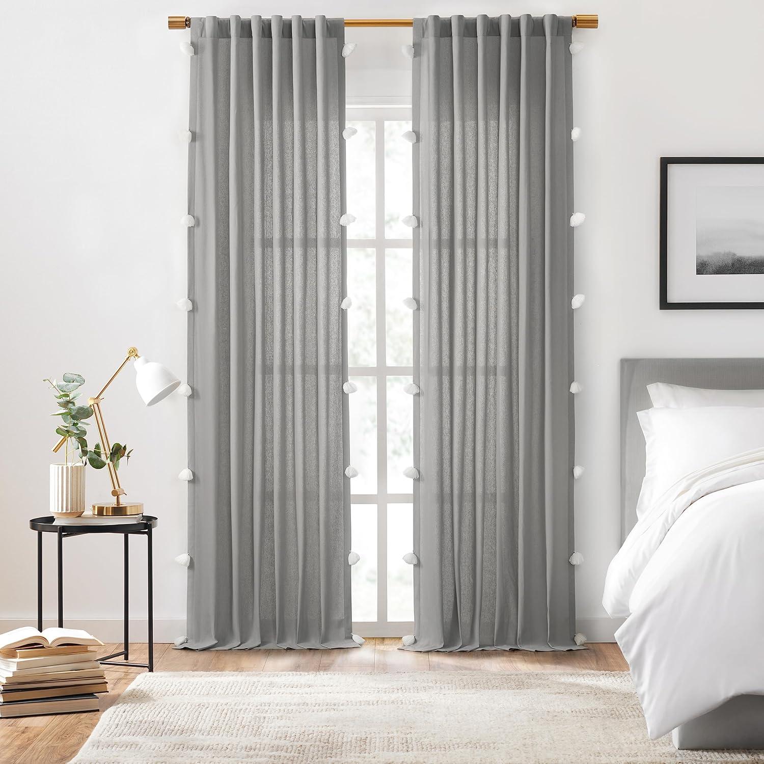 Mercantile Ardmore Solid Cotton Light Filtering Drop Cloth Rod Pocket Curtain Panel, Grey, 50 x 84