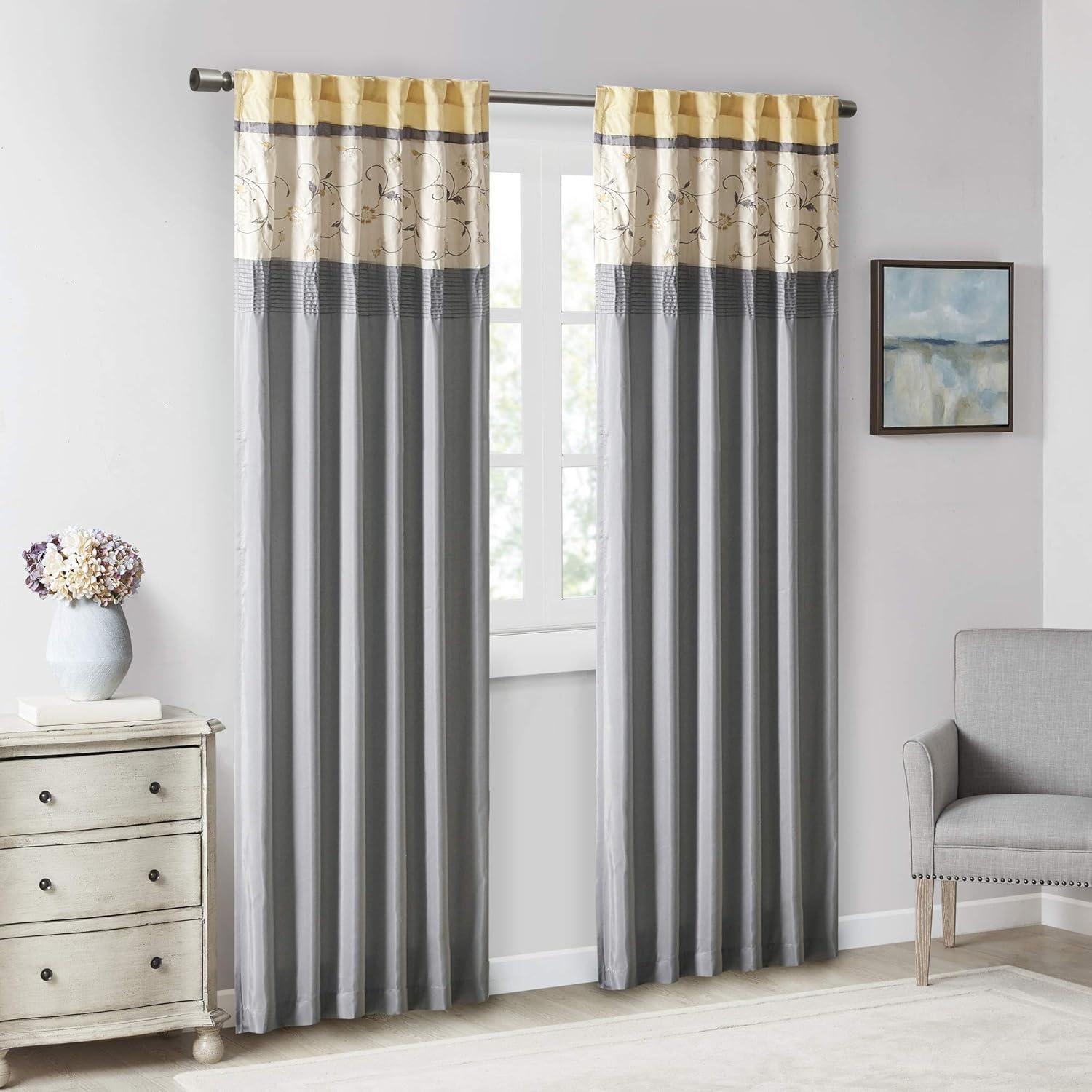 Madison Park Serene Embroidered Single Curtain Panel