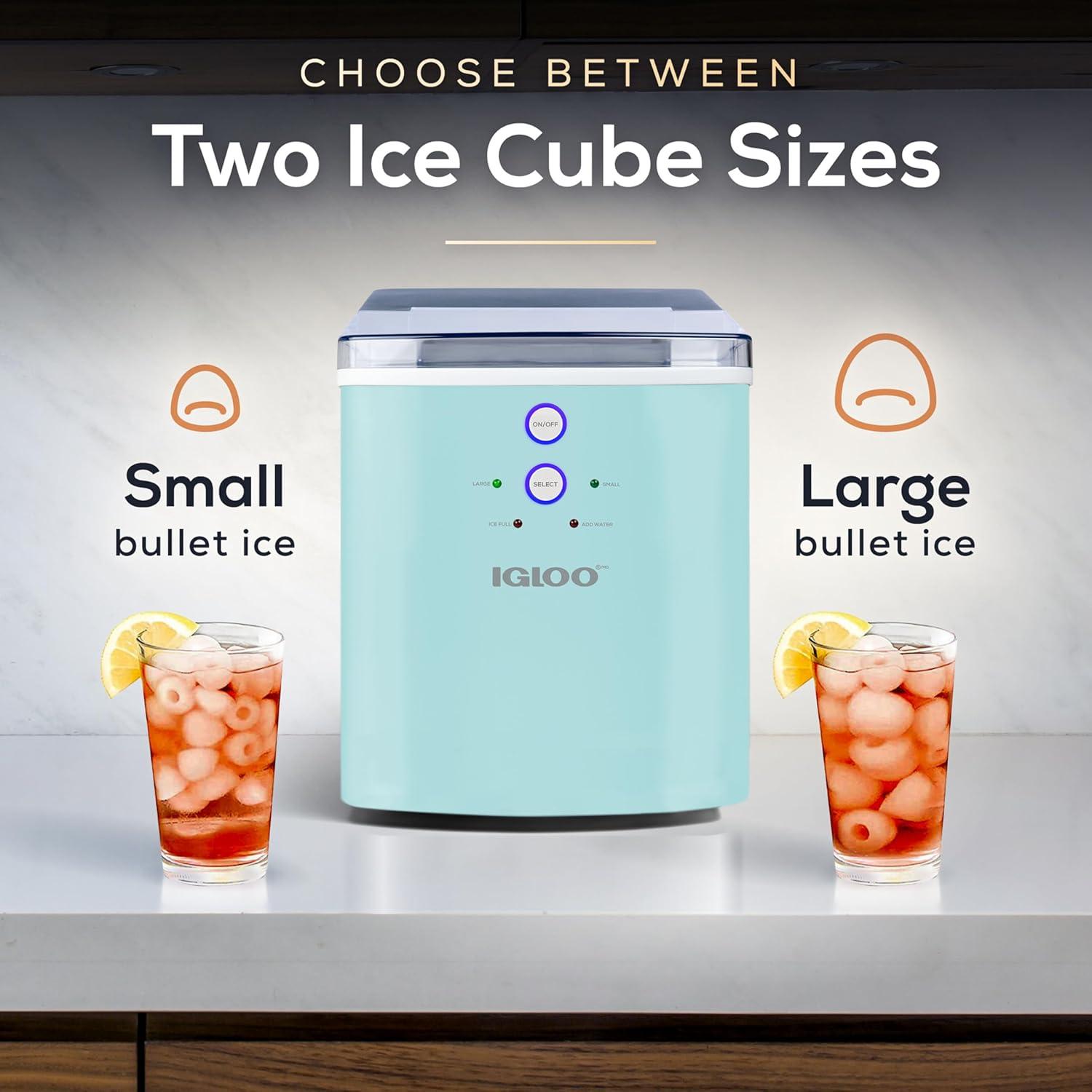 Igloo 33-Pound Automatic Portable Countertop Ice Maker Machine, Aqua