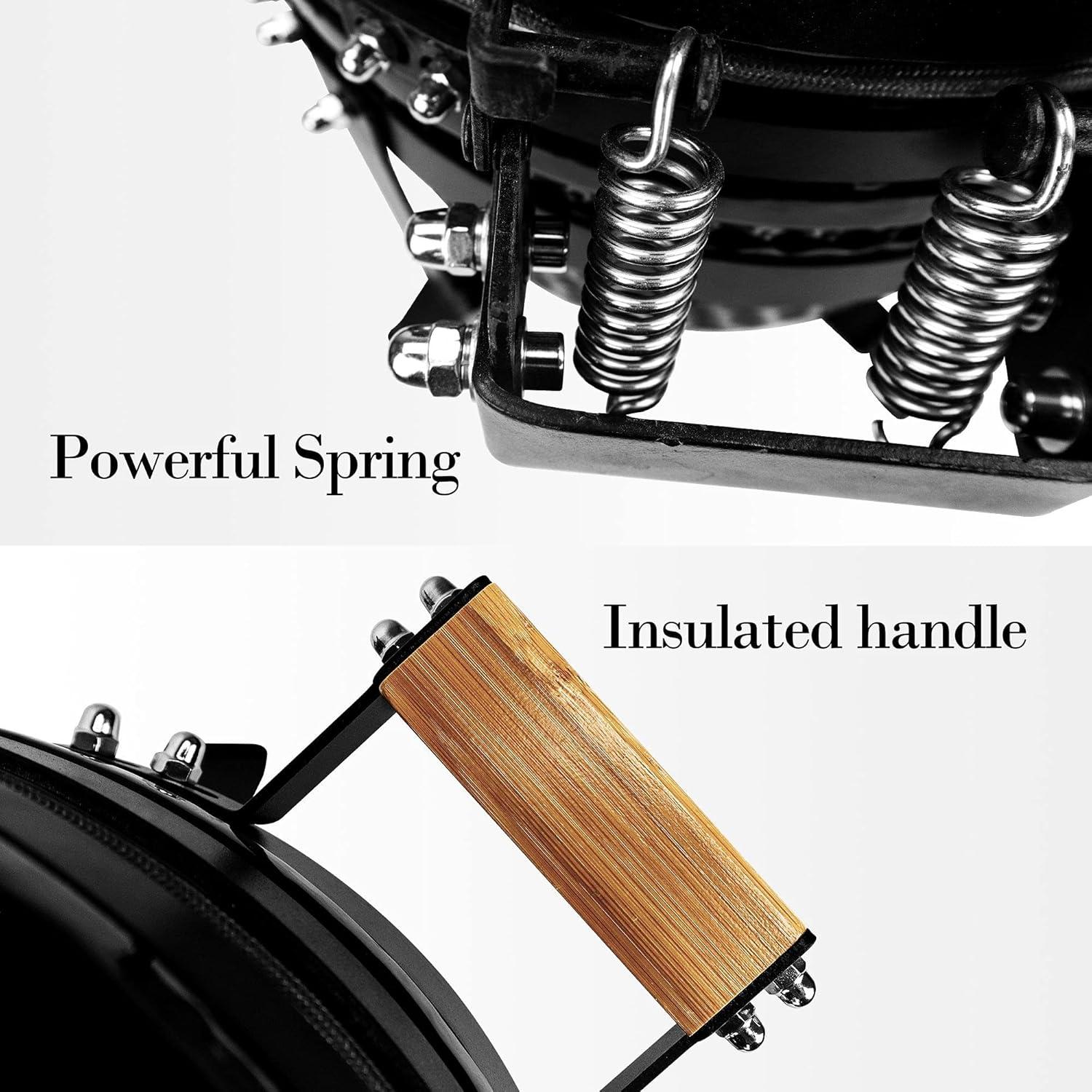 Ceramic BBQ Charcoal Kamado Grill 13 inch Portable Tabletop BBQ Grill with Stainless Steel Grates Black, Black