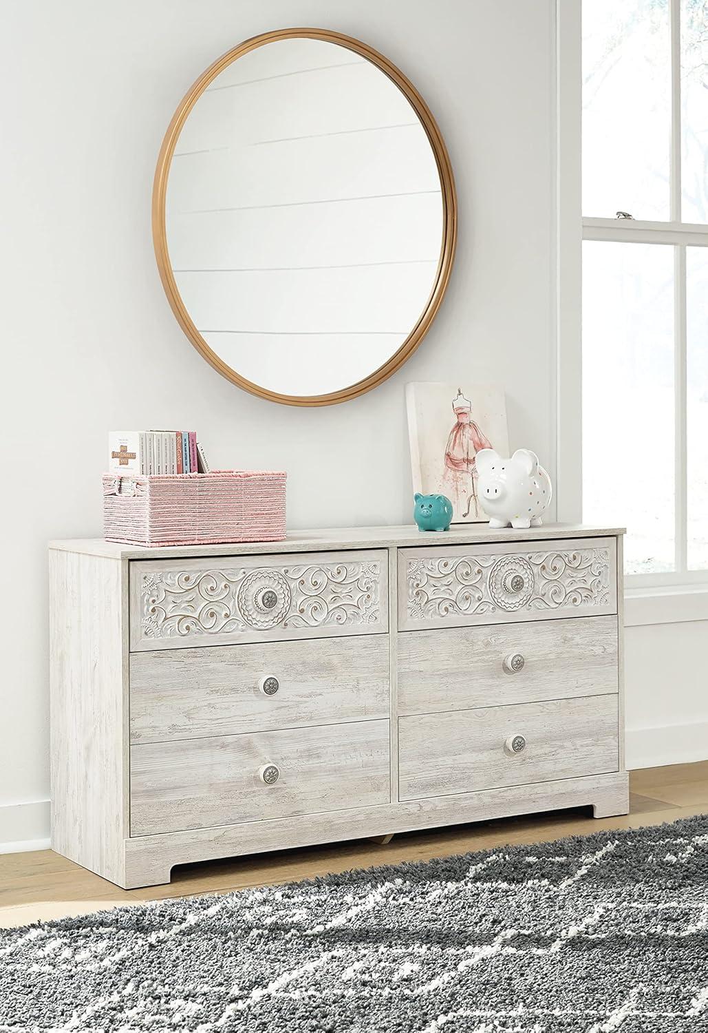 Signature Design by Ashley Casual Paxberry 6 Drawer Dresser, Whitewash