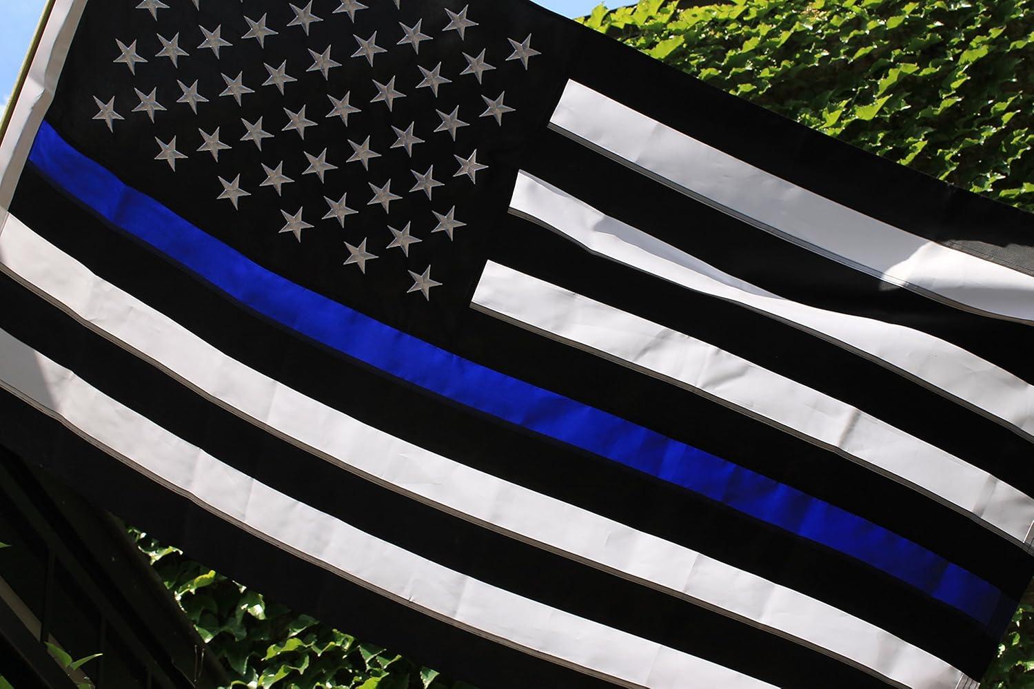 Thin Blue Line Flag United States Policeman Banner Polyester 3x5 Foot Flags Vivid Color and UV Fade Resistant Flag Outdoor Banner