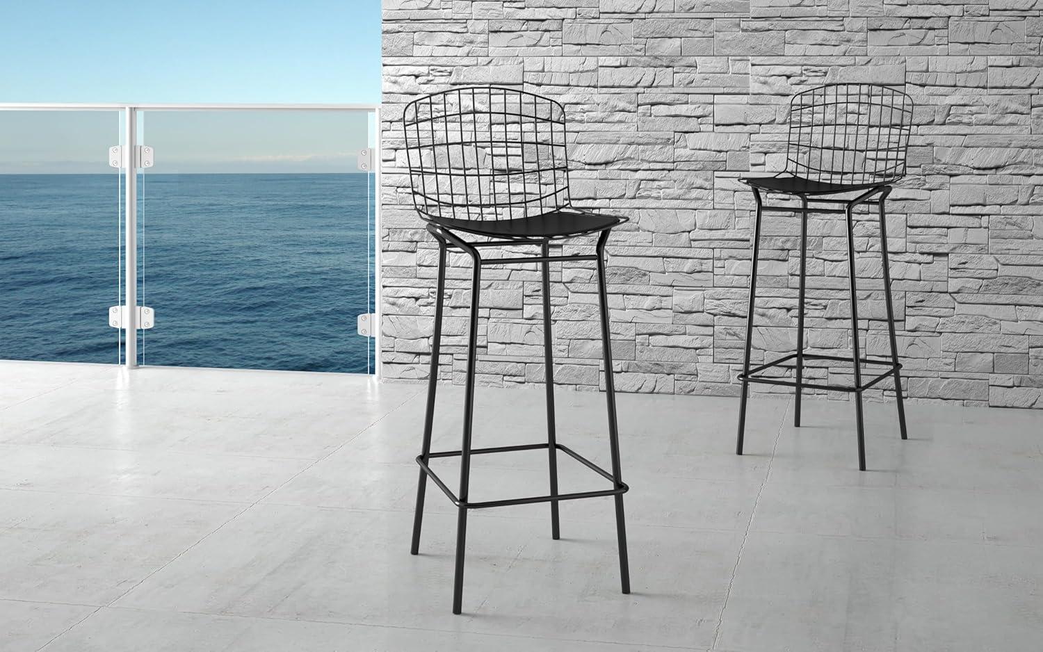 Madeline 41.73" Barstool with Seat Cushion in Black