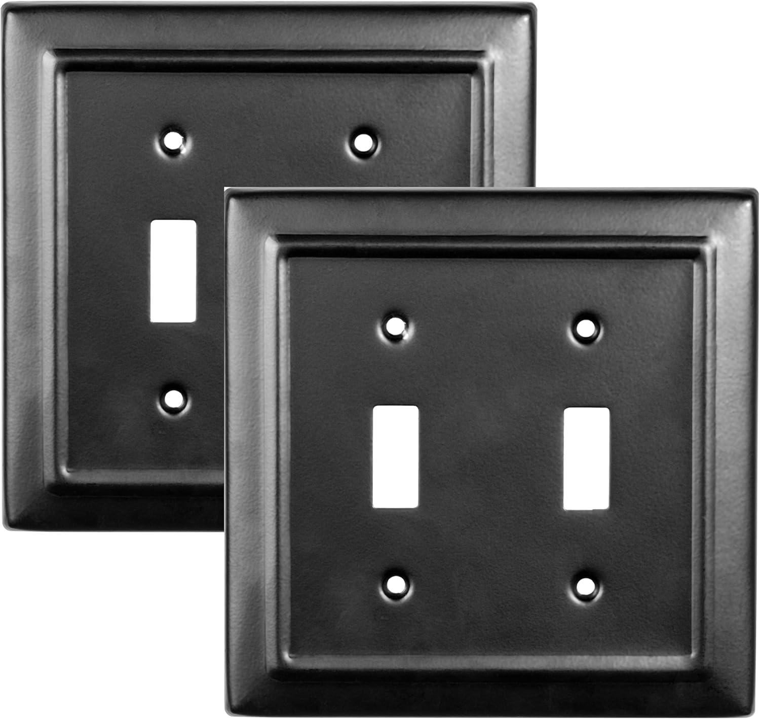 Matte Black Architectural Aluminum 2-Gang Toggle Wall Plate Set