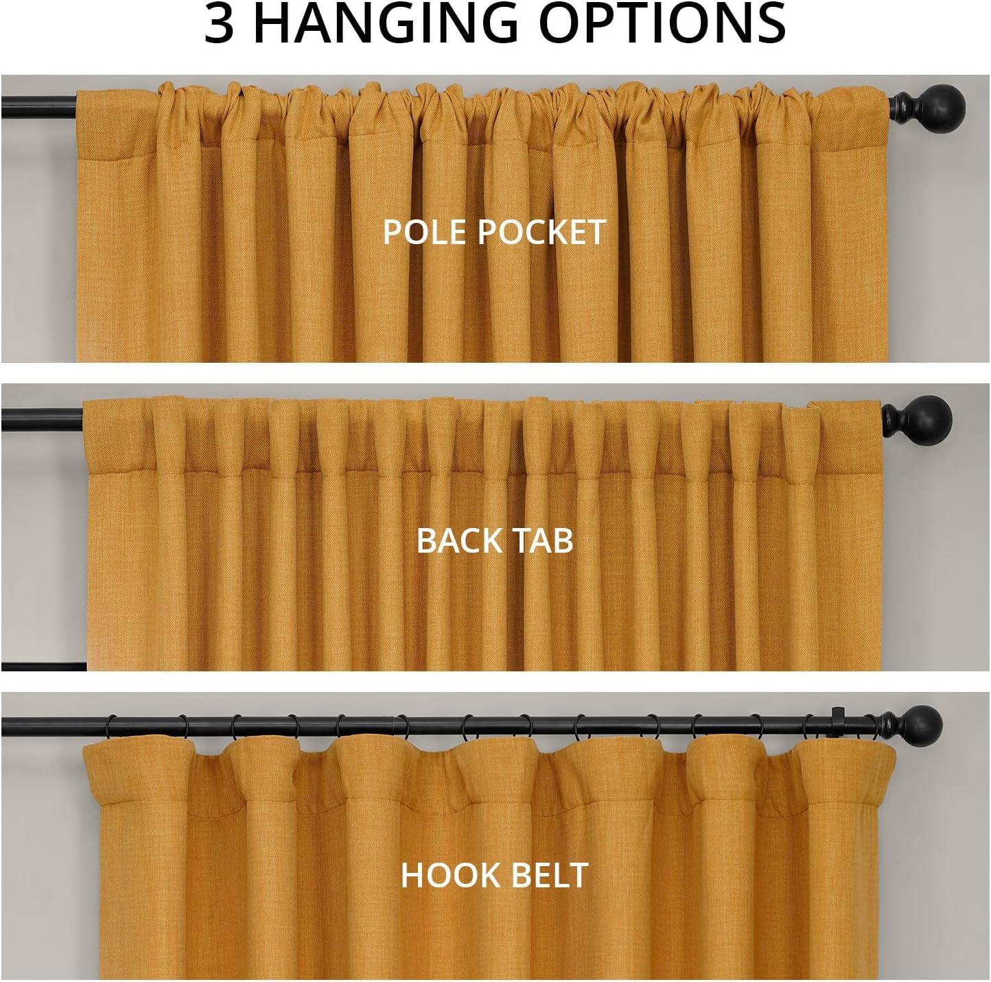 Ottis Textured Faux Linen Rod Pocket Room Darkening Curtains for Bedroom & Living Room Curtains - Single Panel Drapes