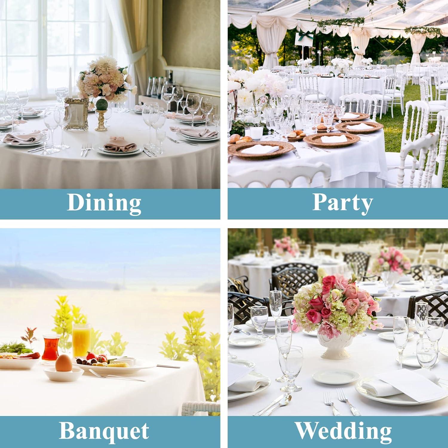 10 Pack Round Tablecloth White 120 Inch, Stain Resistant and Wrinkle Polyester Table Cloth, Washable Table Cover for Kitchen Dining, Wedding, Buffet Table, Holiday Party