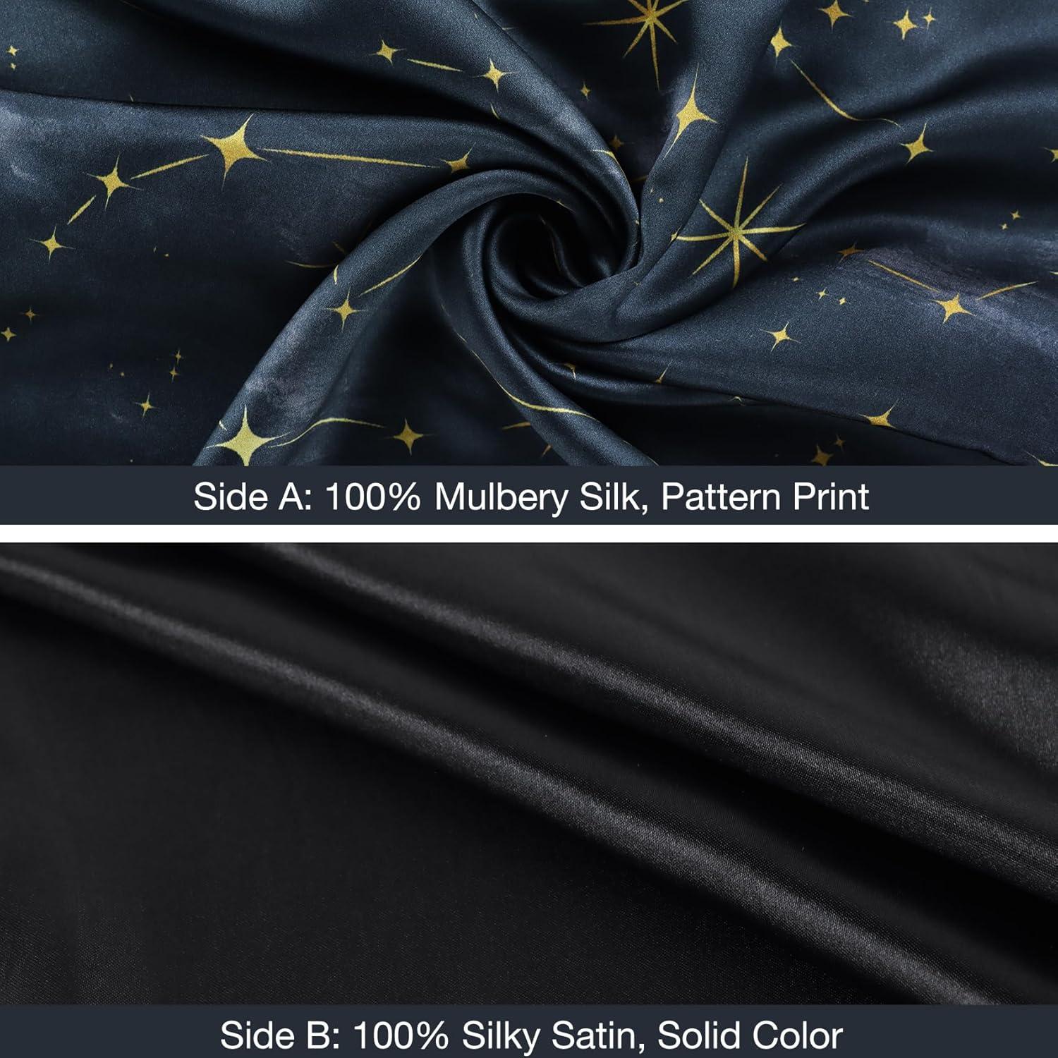 MANSPHIL 22 Momme Silk Paisley Pillowcase, Blue Gray Floral Print, 100% Mulberry Silk Pillow Cases Cover Zipper Closure, Hypoallergenic Beauty Care- Standard Size, 20" x 26"