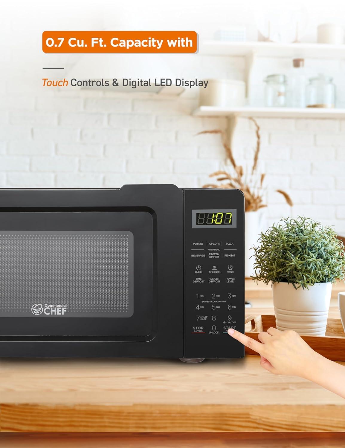 Commercial Chef CHM770B 0.7 cu. ft. Microwave Oven, Black